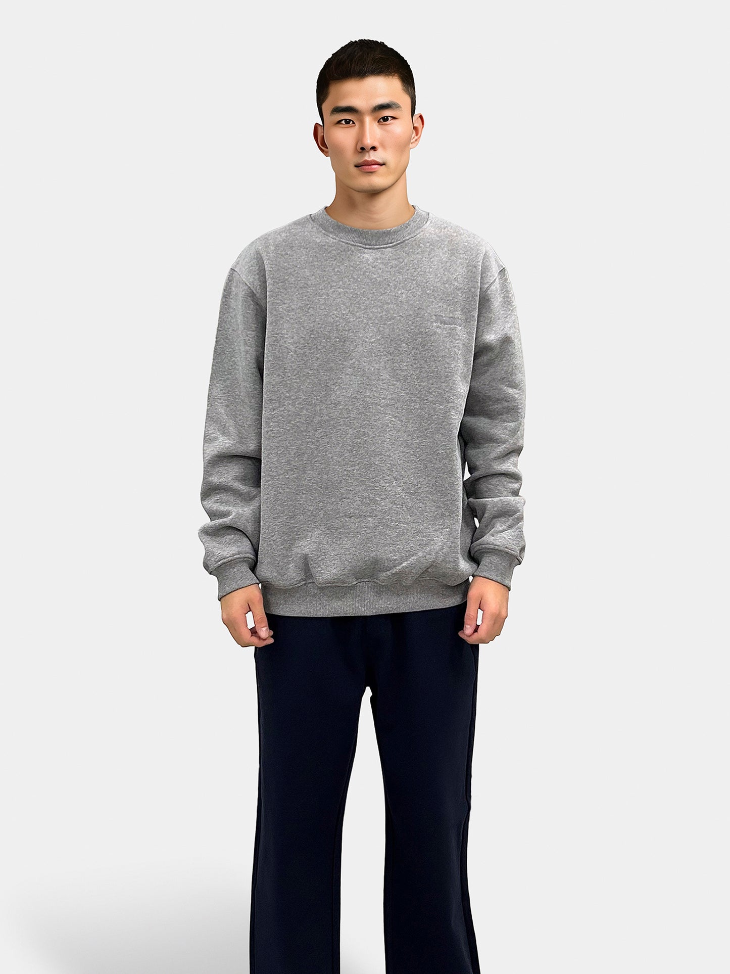 Woodbird WBCane Base Crew Sweats Grey Melange