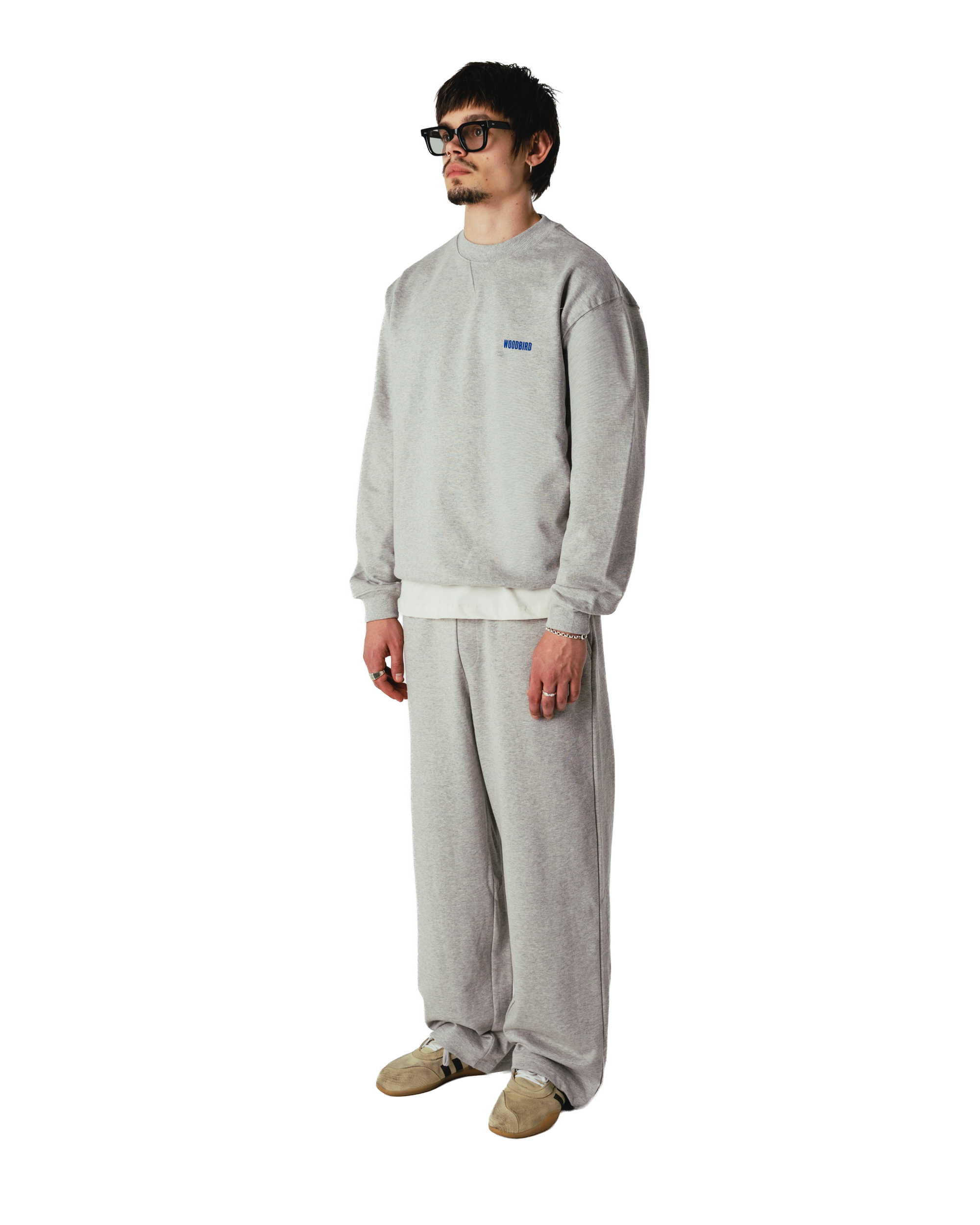 Woodbird WBCane Lion Crew Sweats Light Grey Melange