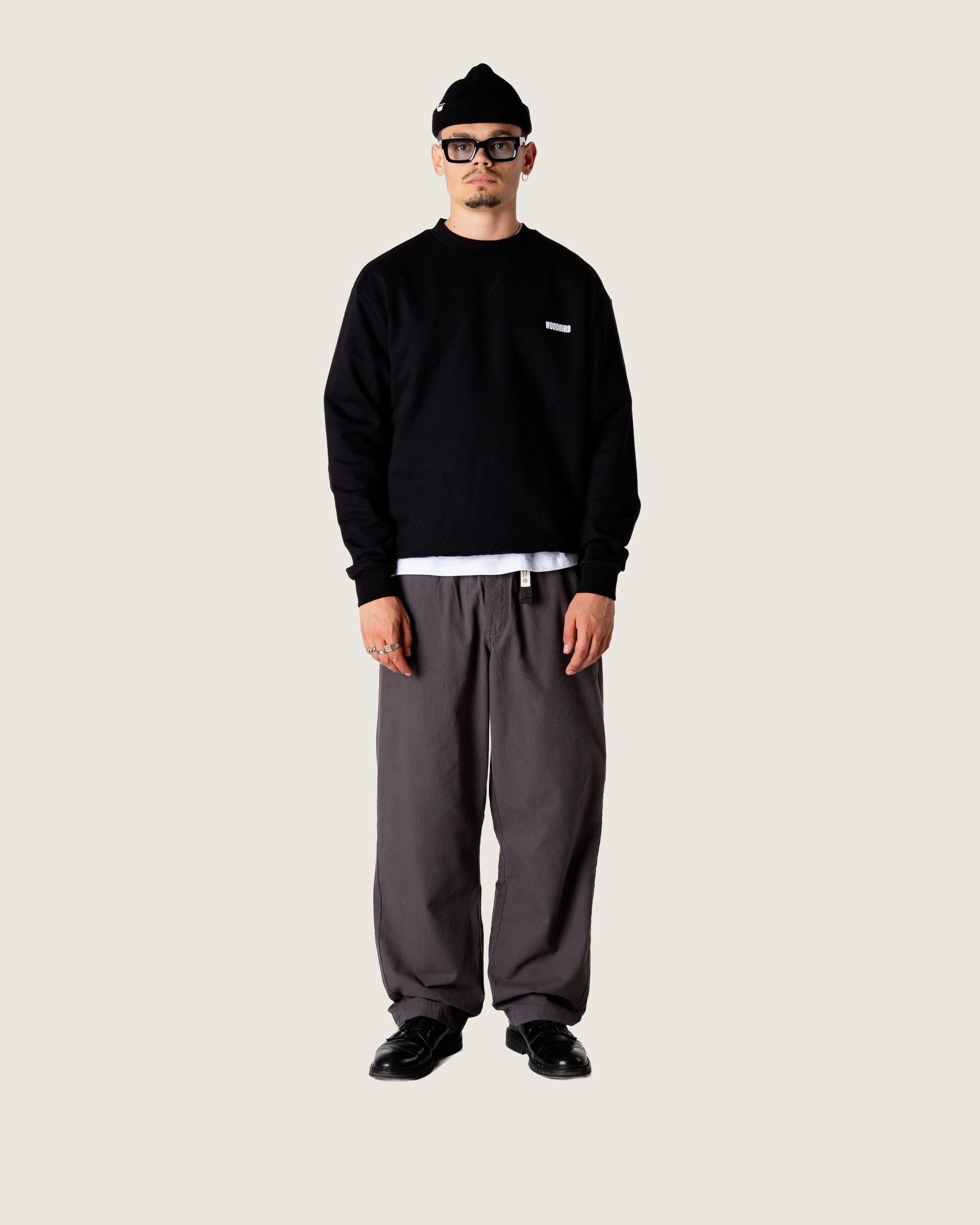 Woodbird WBCane Ming Crew Sweats Black