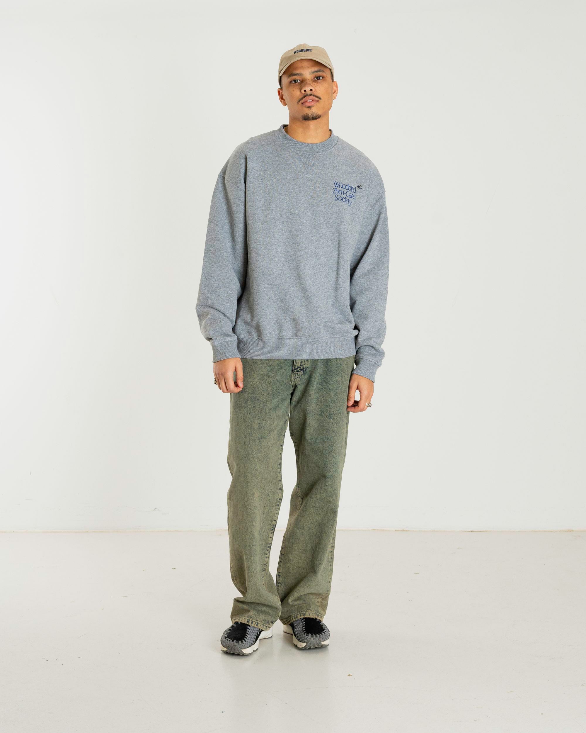 Woodbird WBCope Zhen Crew Sweats Grey Melange