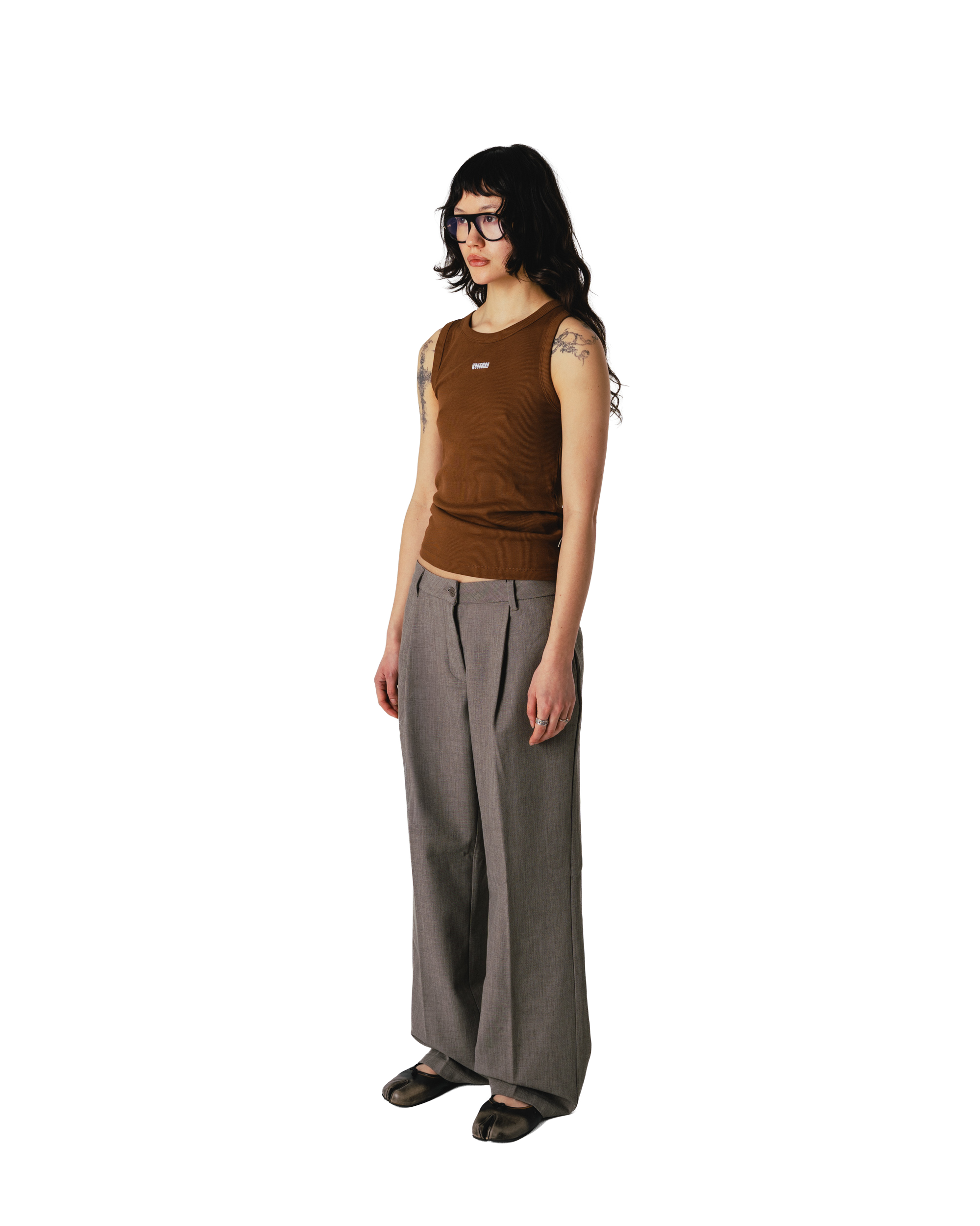 Woodbird Female WBDee Rib Tank Top T-Shirts Mid Brown