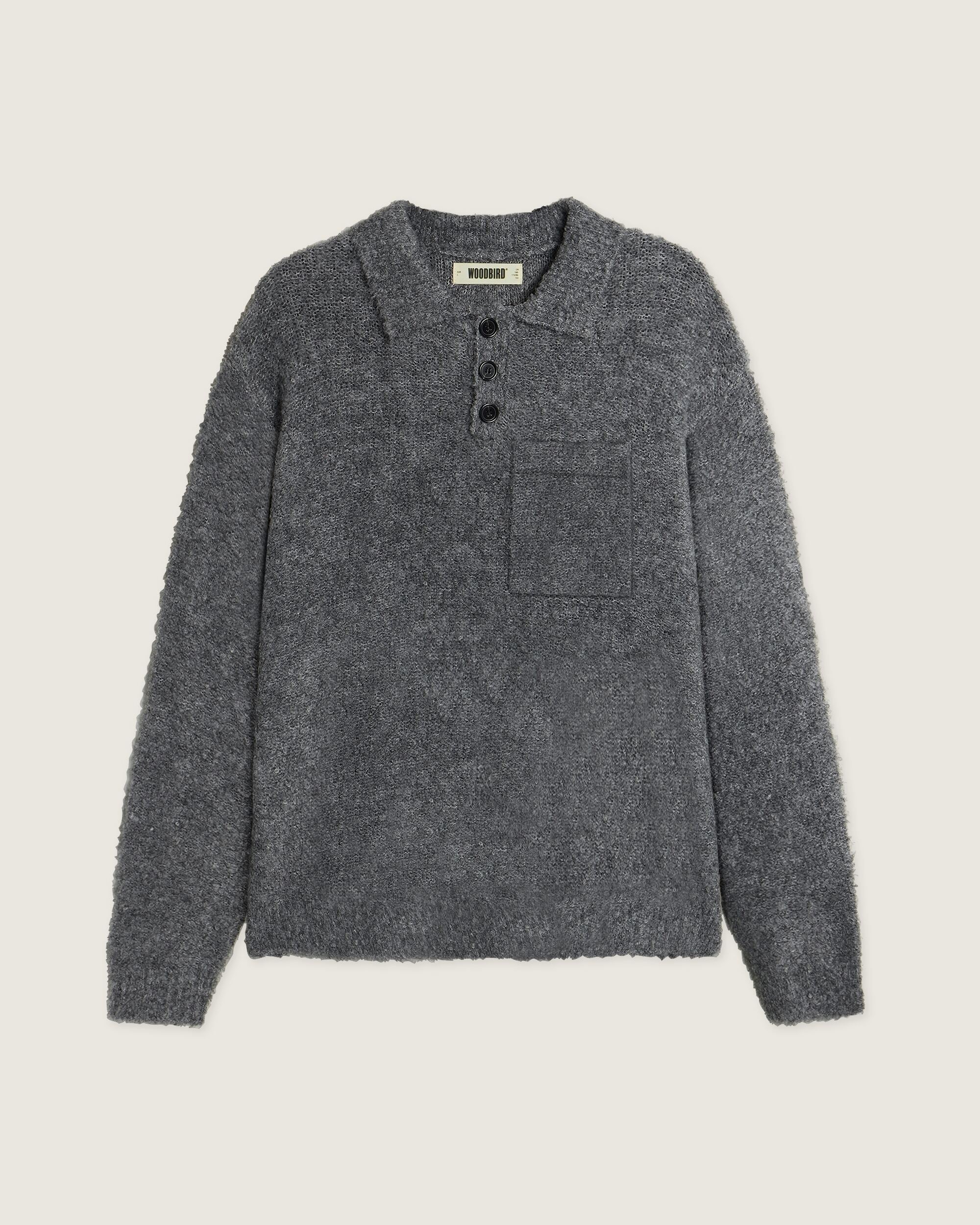 Woodbird WBDom Loop Polo Knits Asphalt