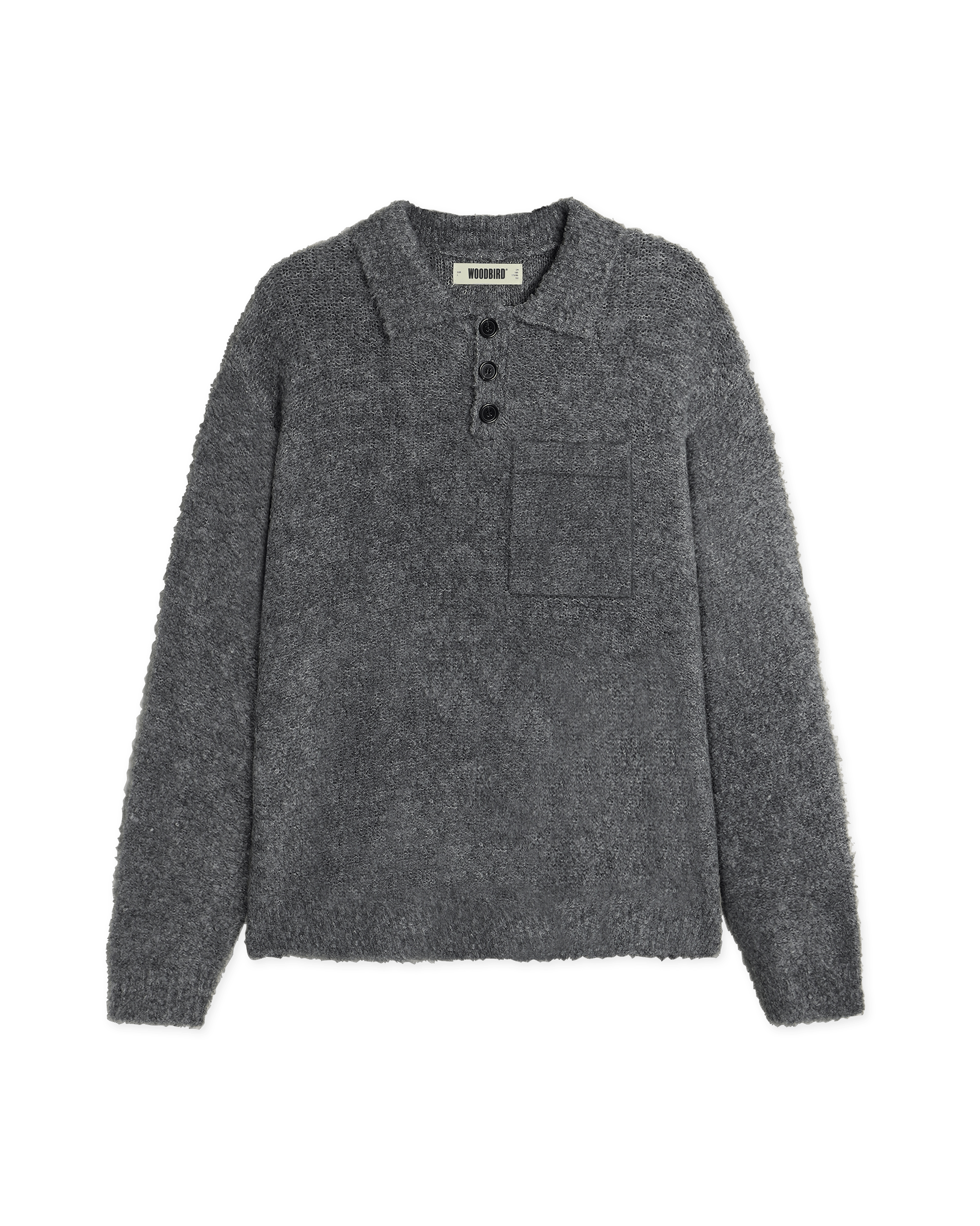 Woodbird WBDom Loop Polo Knits Asphalt