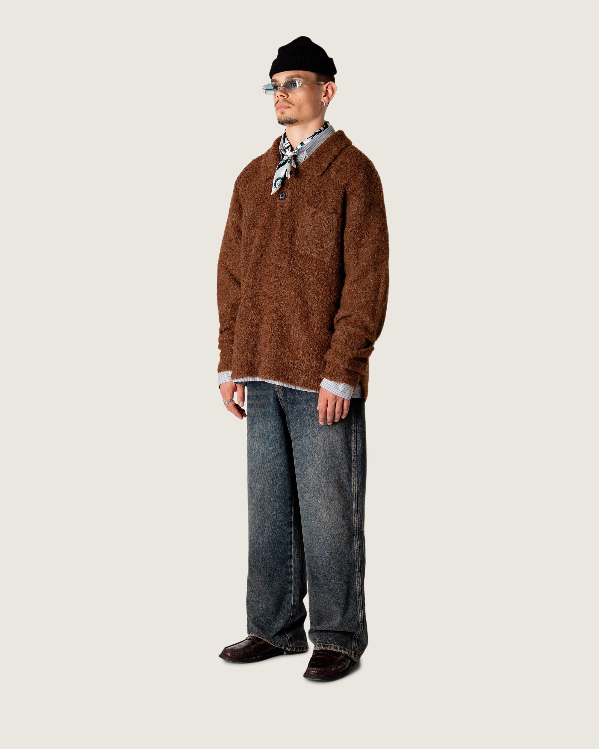 Woodbird WBDom Loop Polo Knits Dark Brown