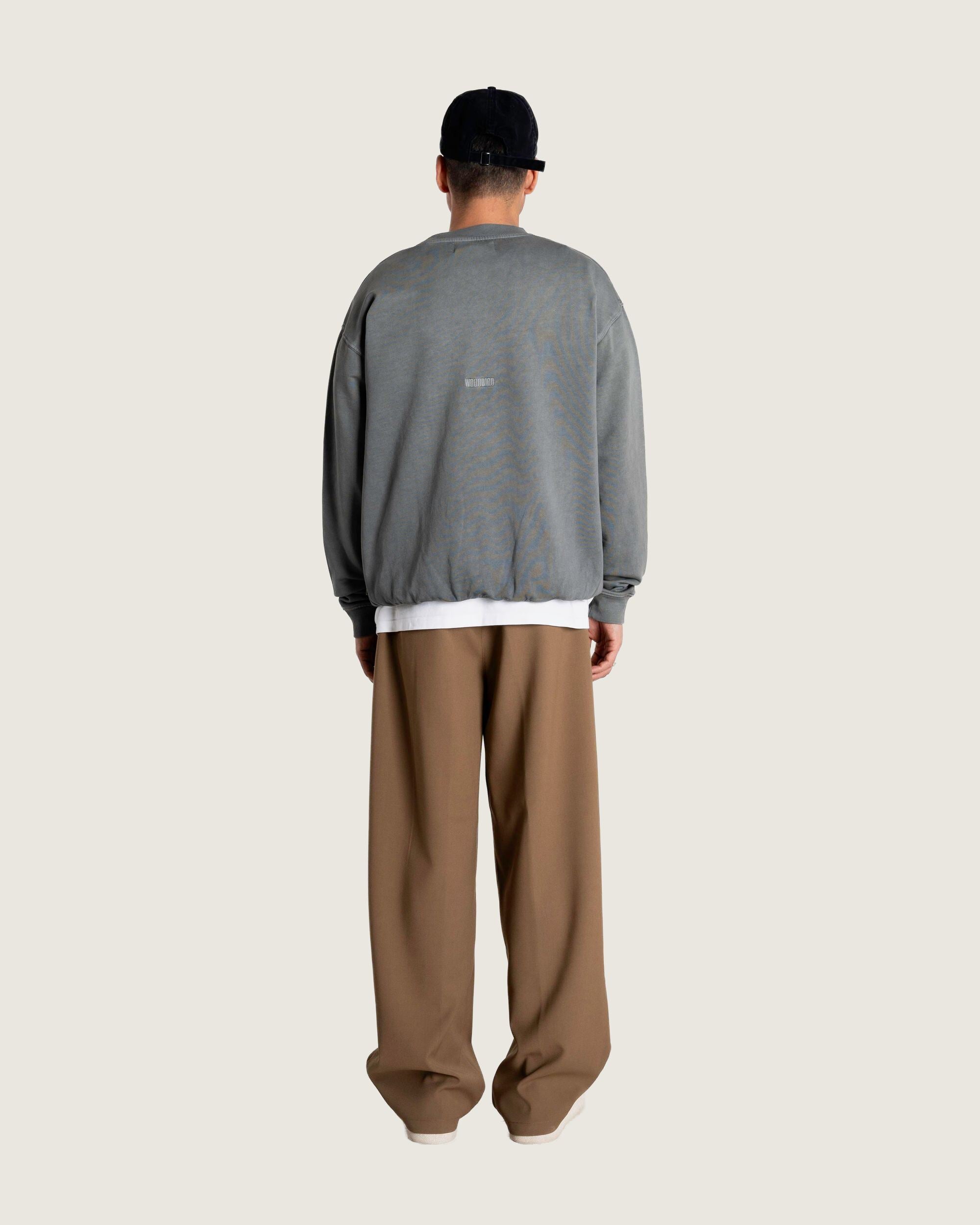 Woodbird WBDon Washed Crew Sweats Antra Grey