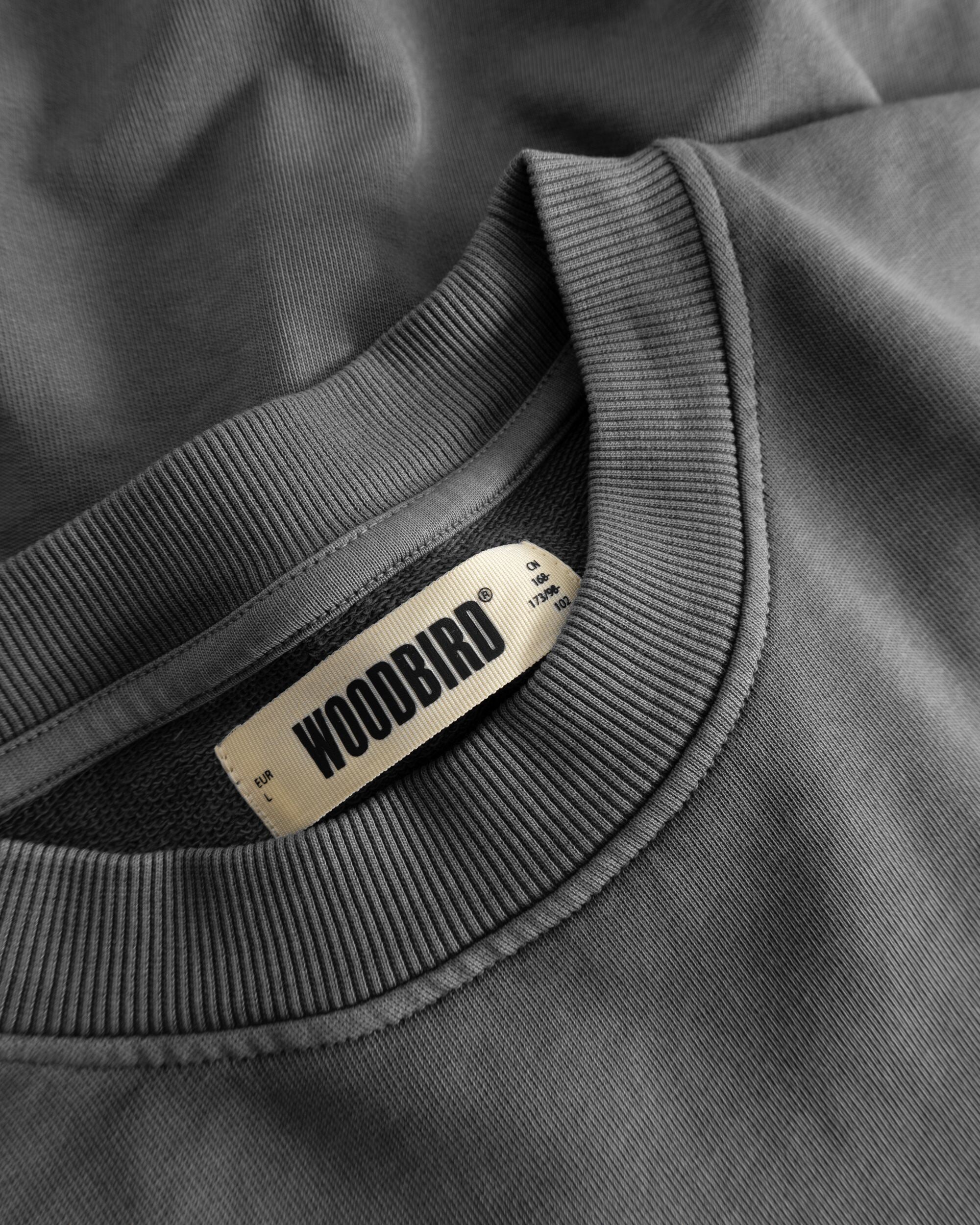 Woodbird WBDon Washed Crew Sweats Antra Grey