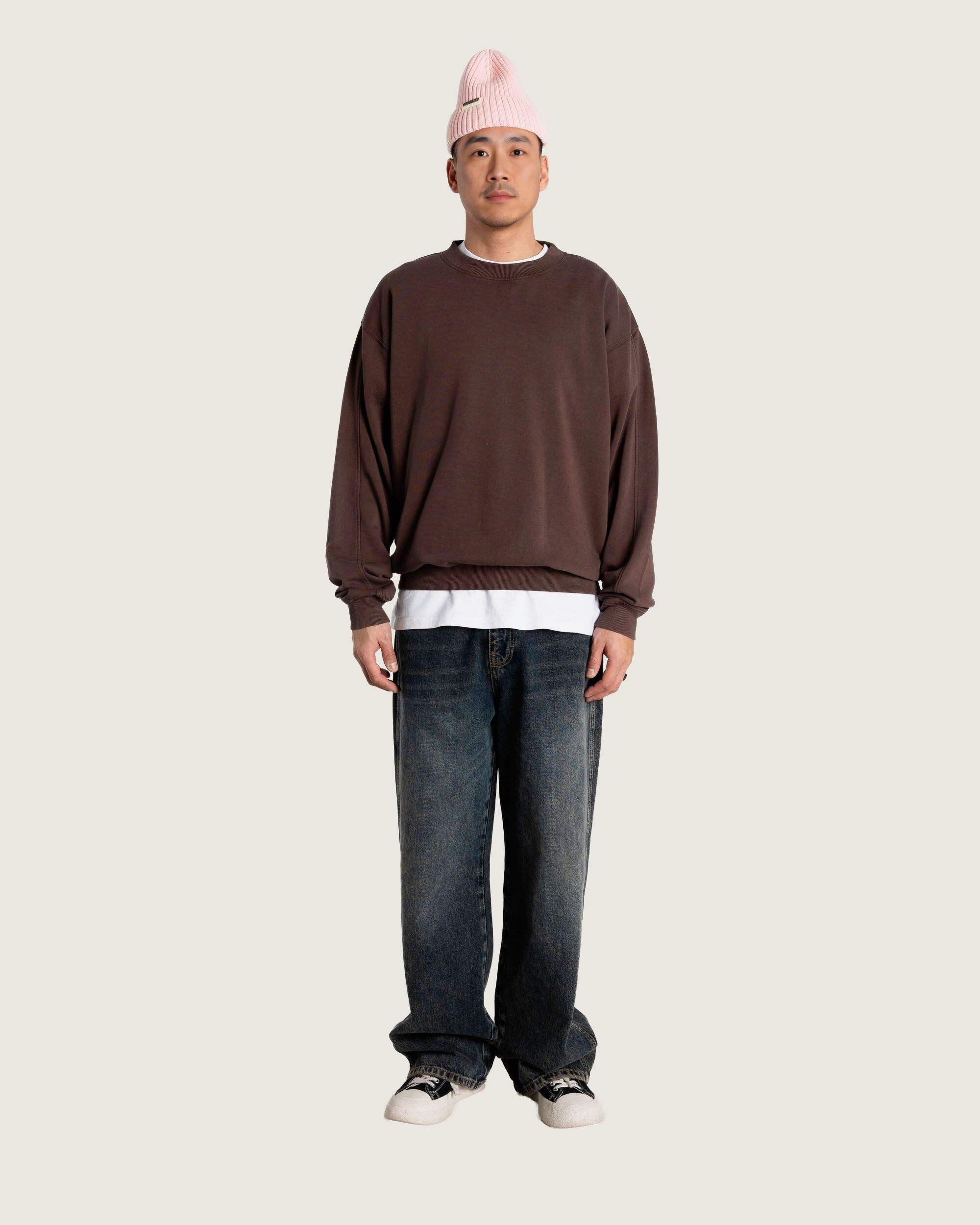 Woodbird WBDon Washed Crew Sweats Brown