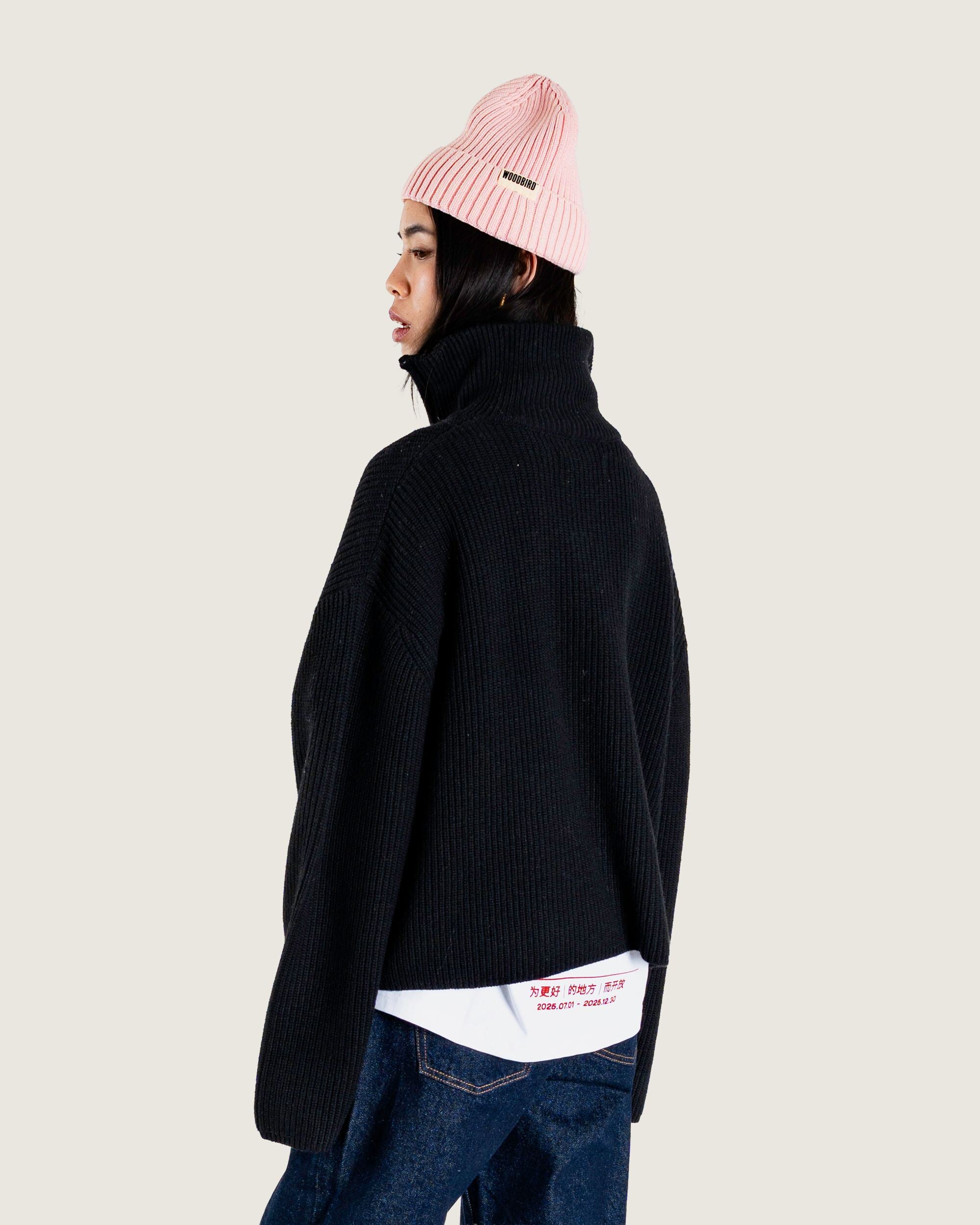 Woodbird Female WBFang Half Zip Knit Knits Black