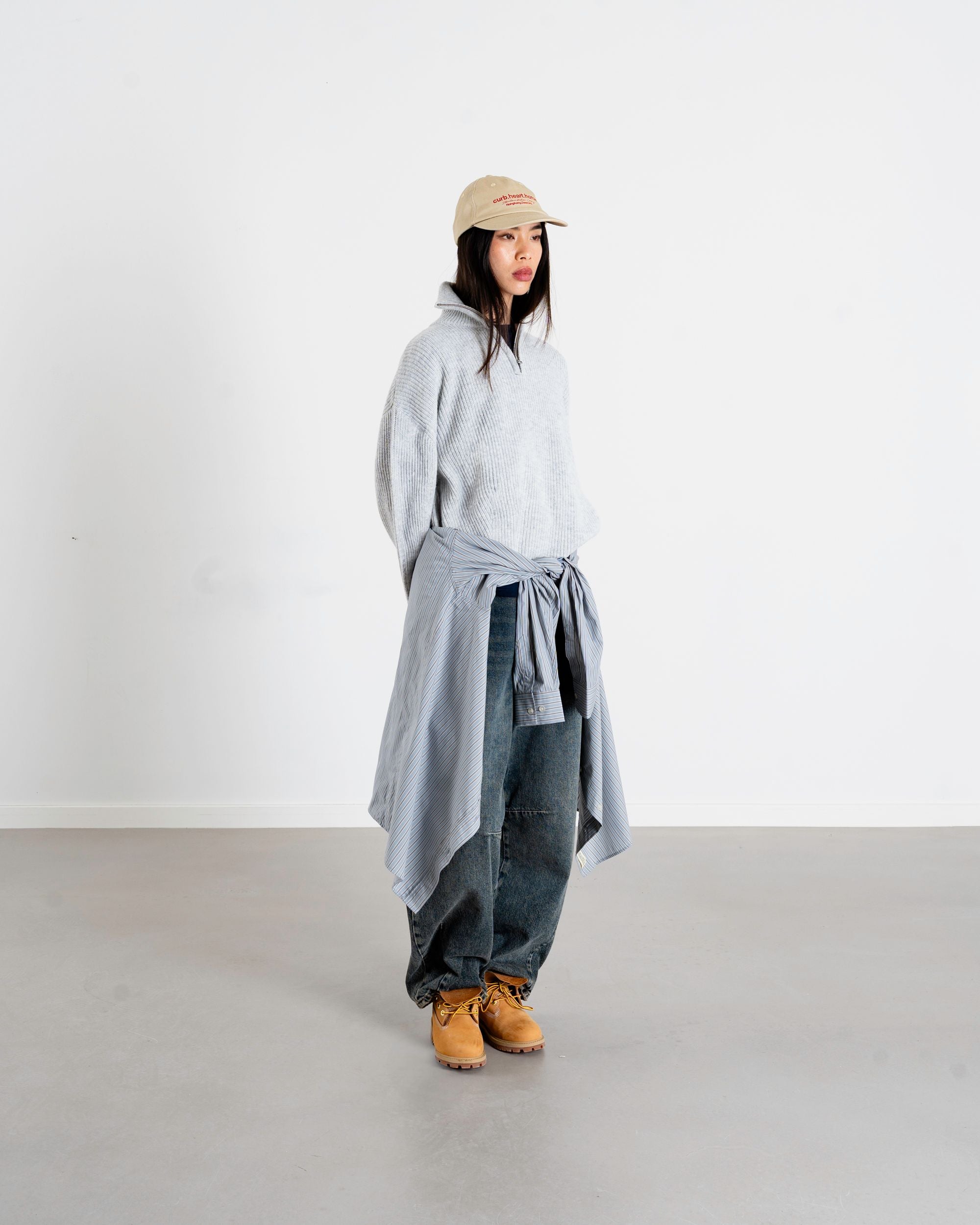 Woodbird Female WBFang Half Zip Knit Knits Light Grey