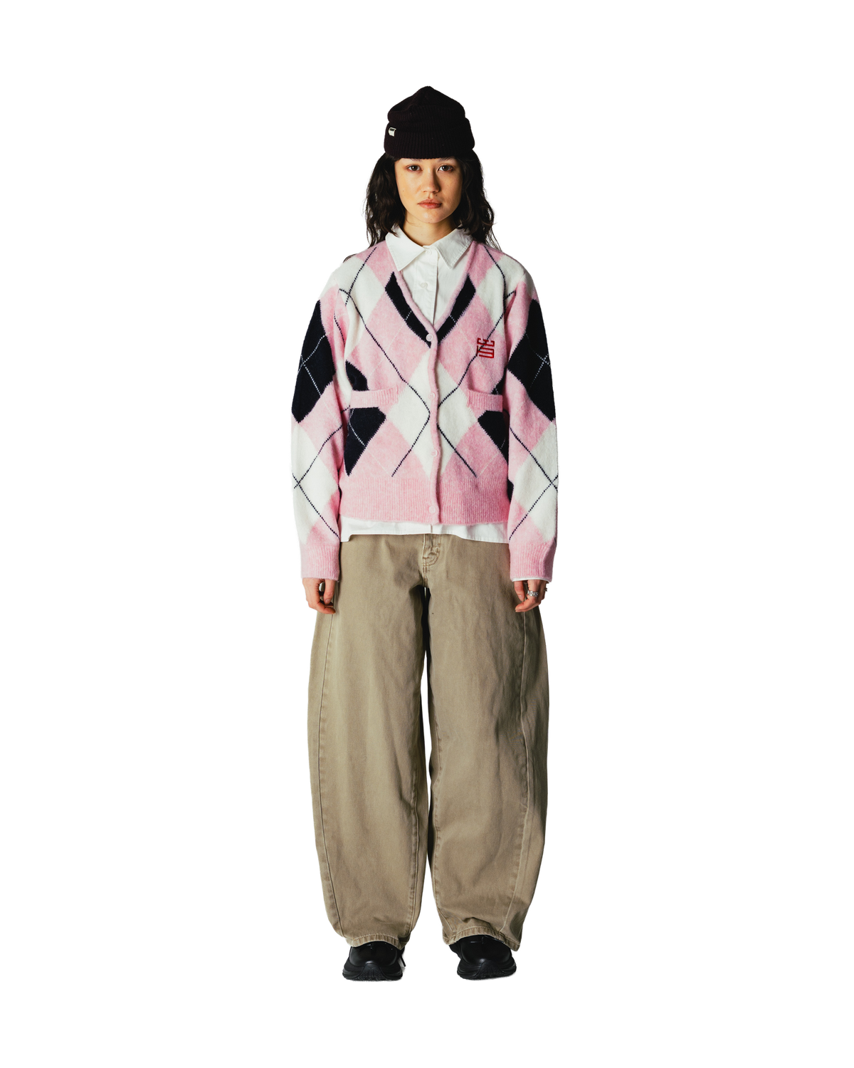 Woodbird Female WBFen Argyle Cardigan Knits Dusty Violet-Navy