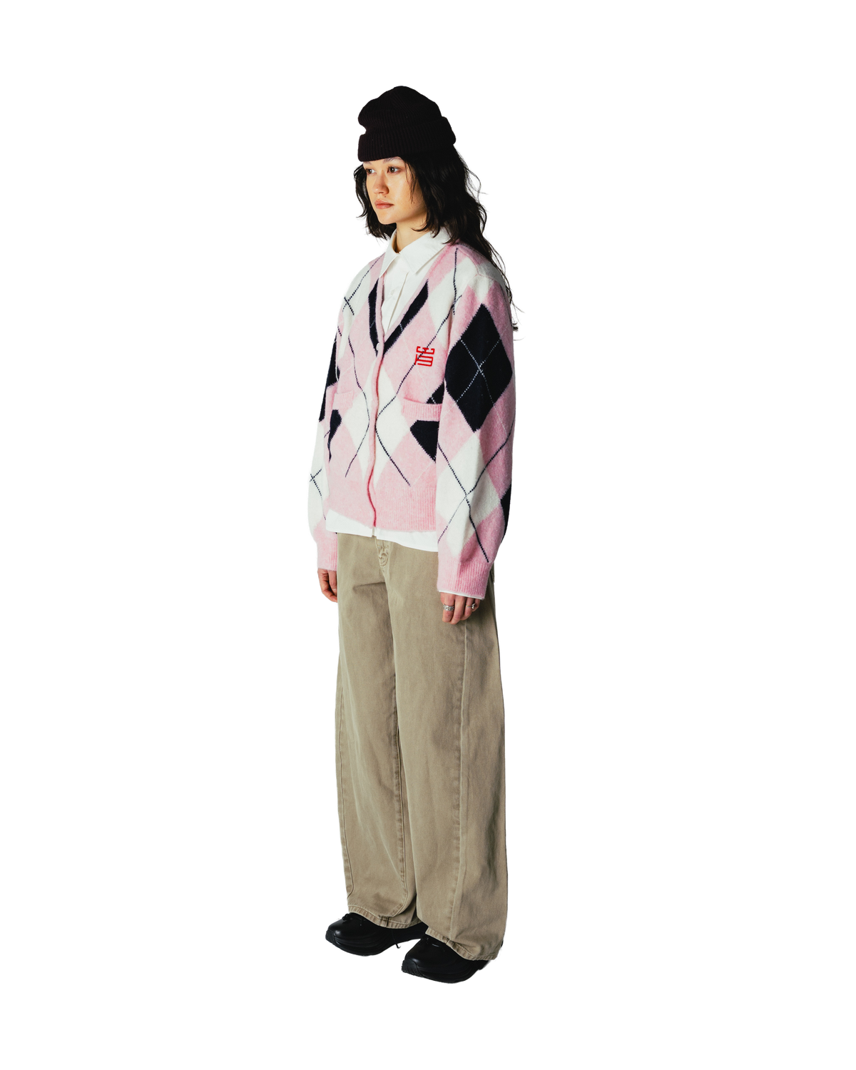 Woodbird Female WBFen Argyle Cardigan Knits Dusty Violet-Navy