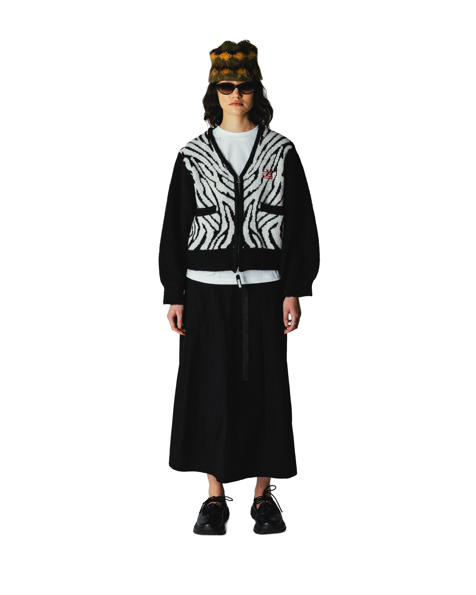 Woodbird Female WBFen Zebra Zip Cardigan Knits Black-White