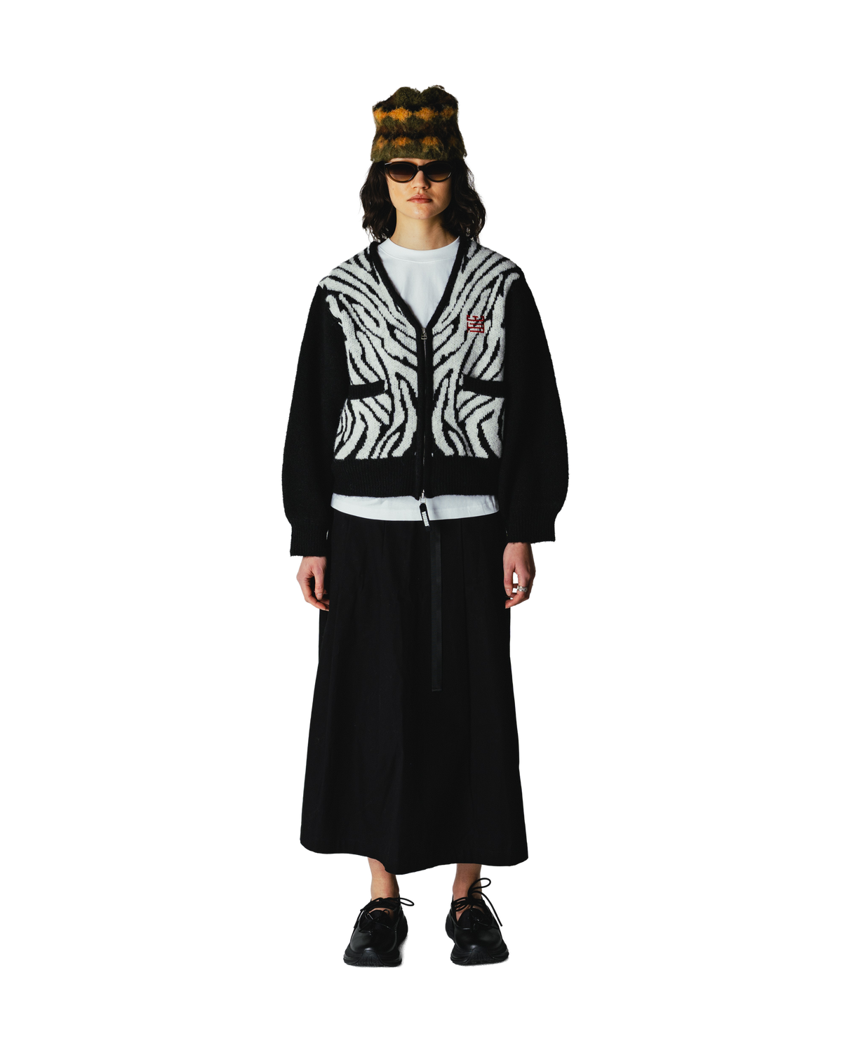 Woodbird Female WBFen Zebra Zip Cardigan Knits Black-White