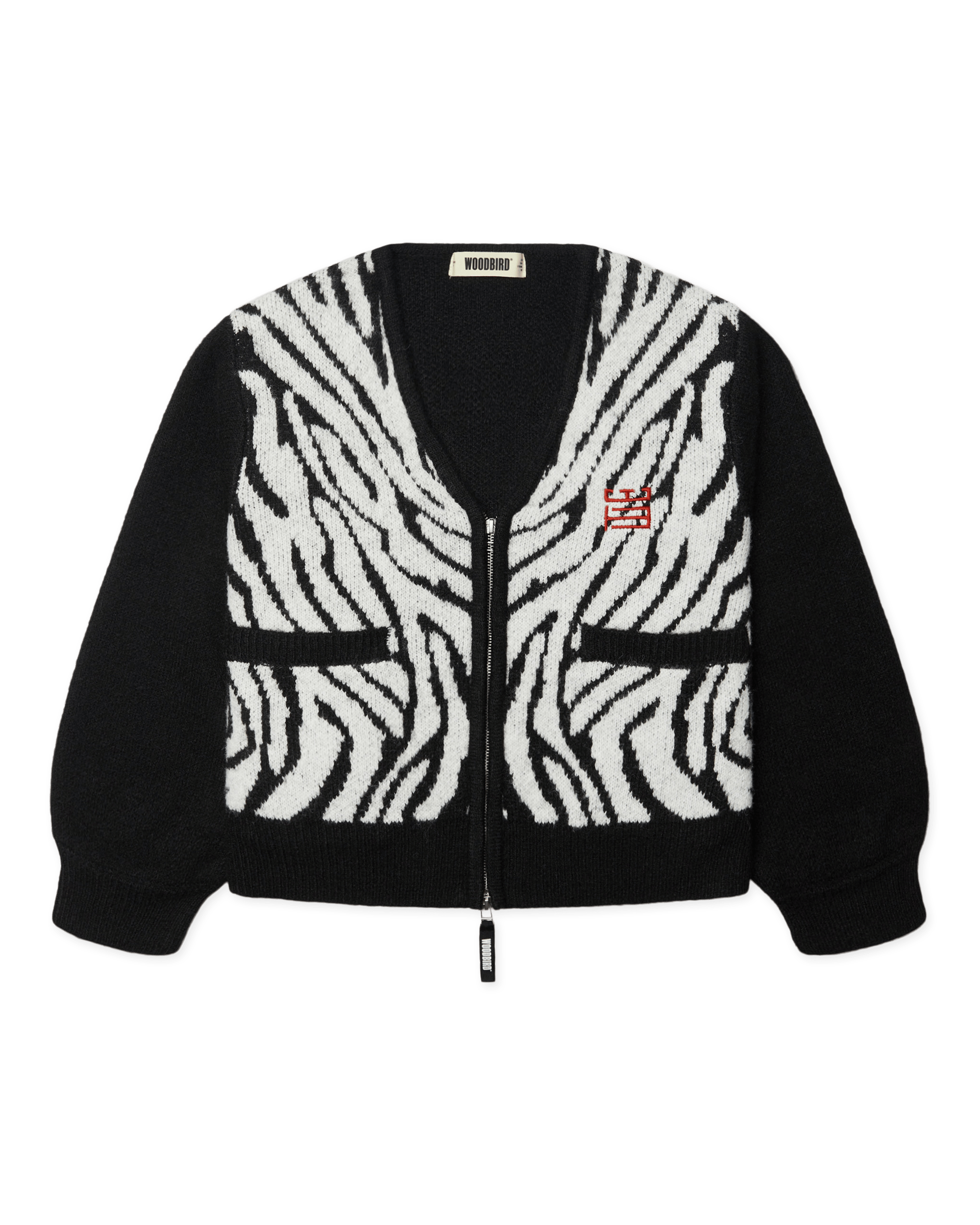 Woodbird Female WBFen Zebra Zip Cardigan Knits Black-White