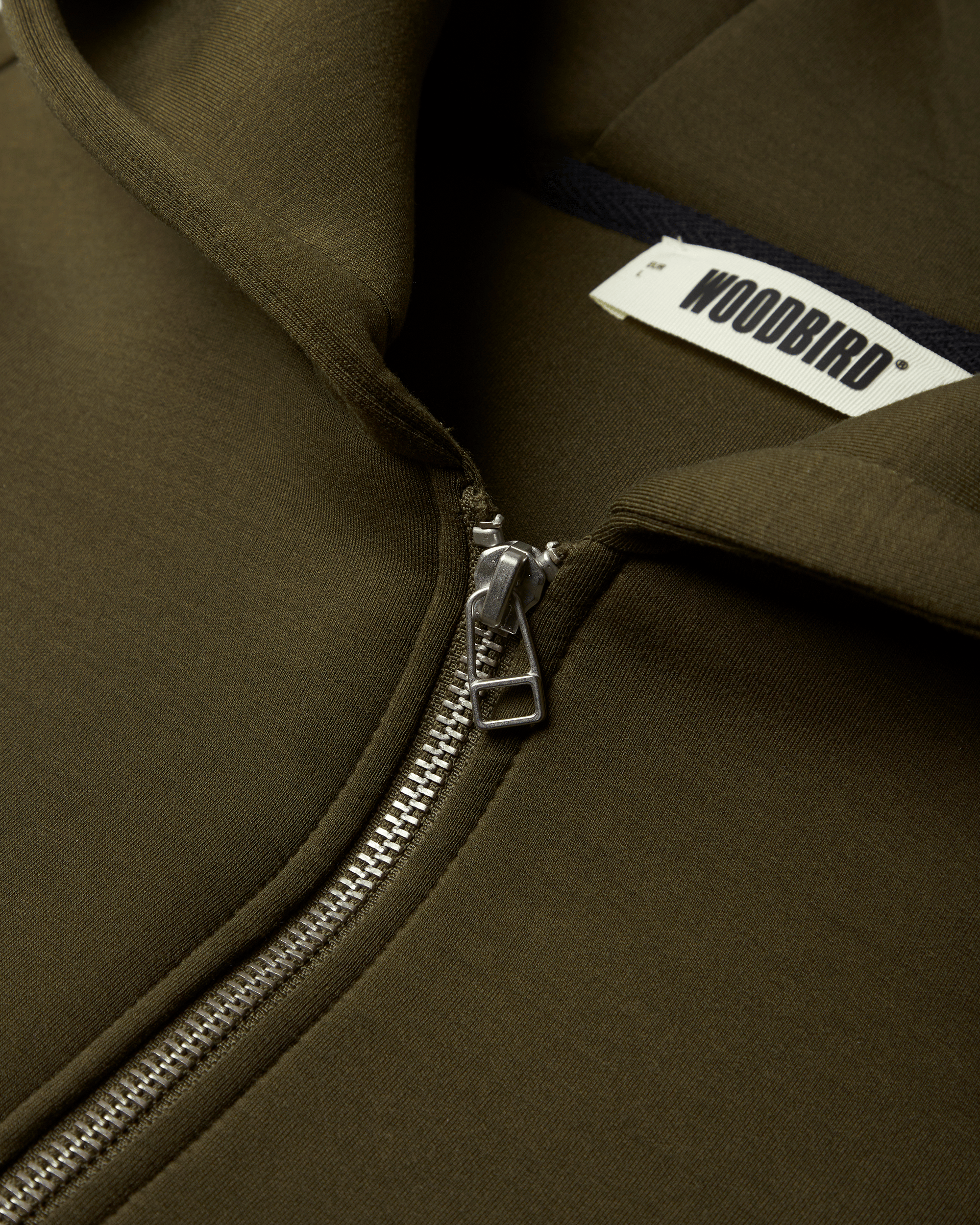 Woodbird WBFuji Scuba Zip Hoodie Sweats Dark Olive