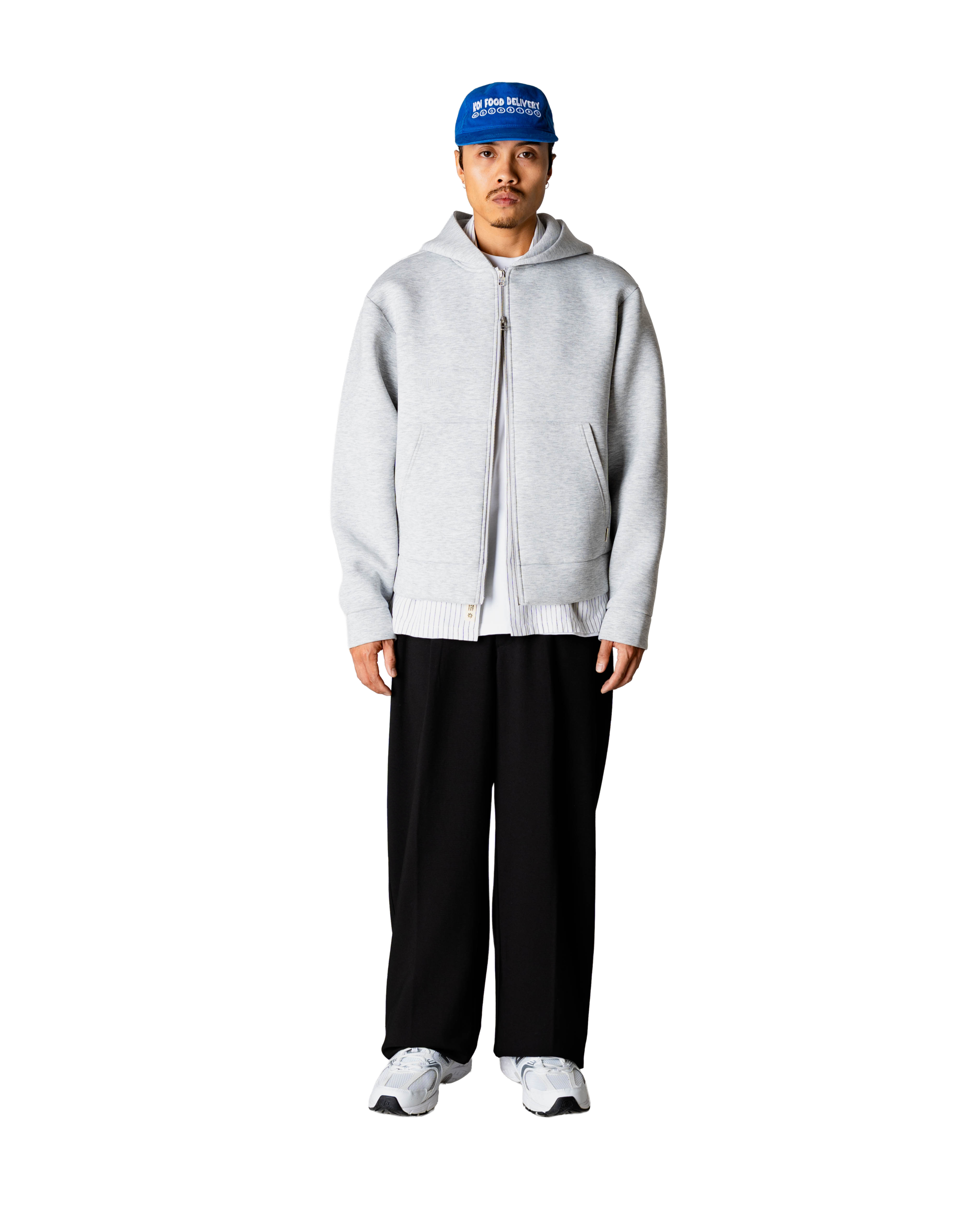 Woodbird WBFuji Scuba Zip Hoodie Sweats Light Grey Melange