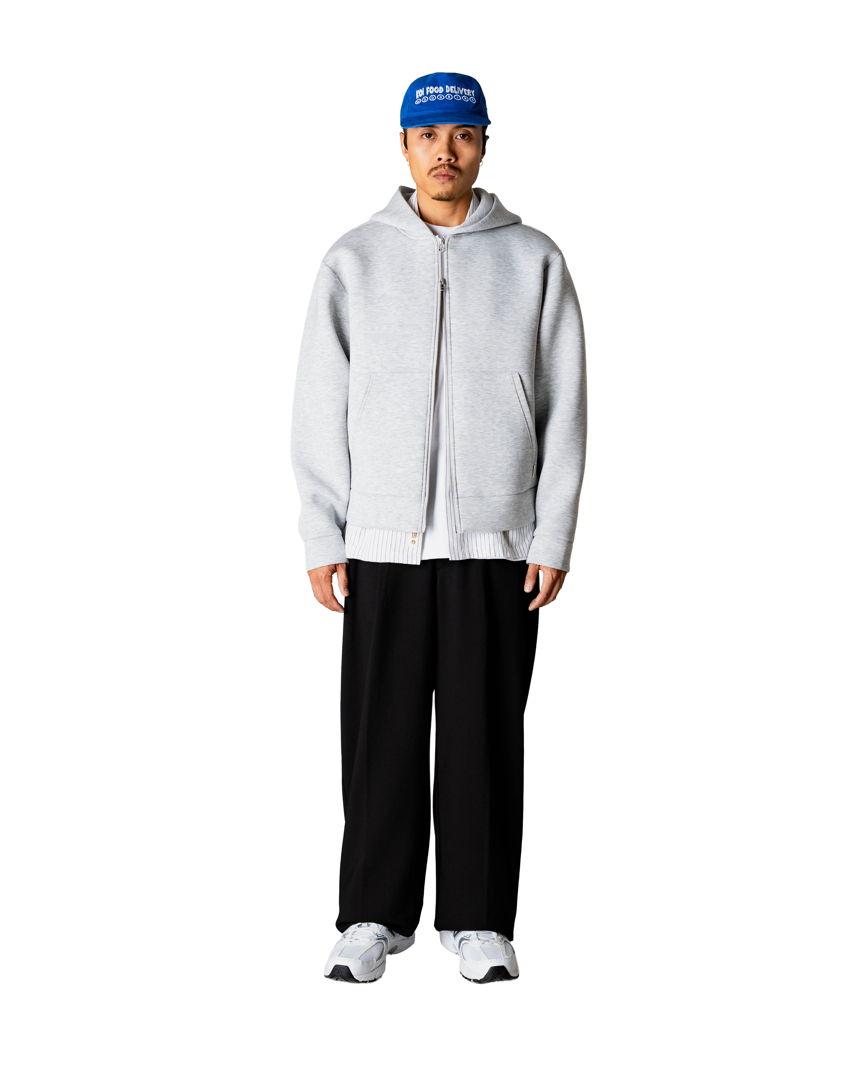Woodbird WBFuji Scuba Zip Hoodie Sweats Light Grey Melange