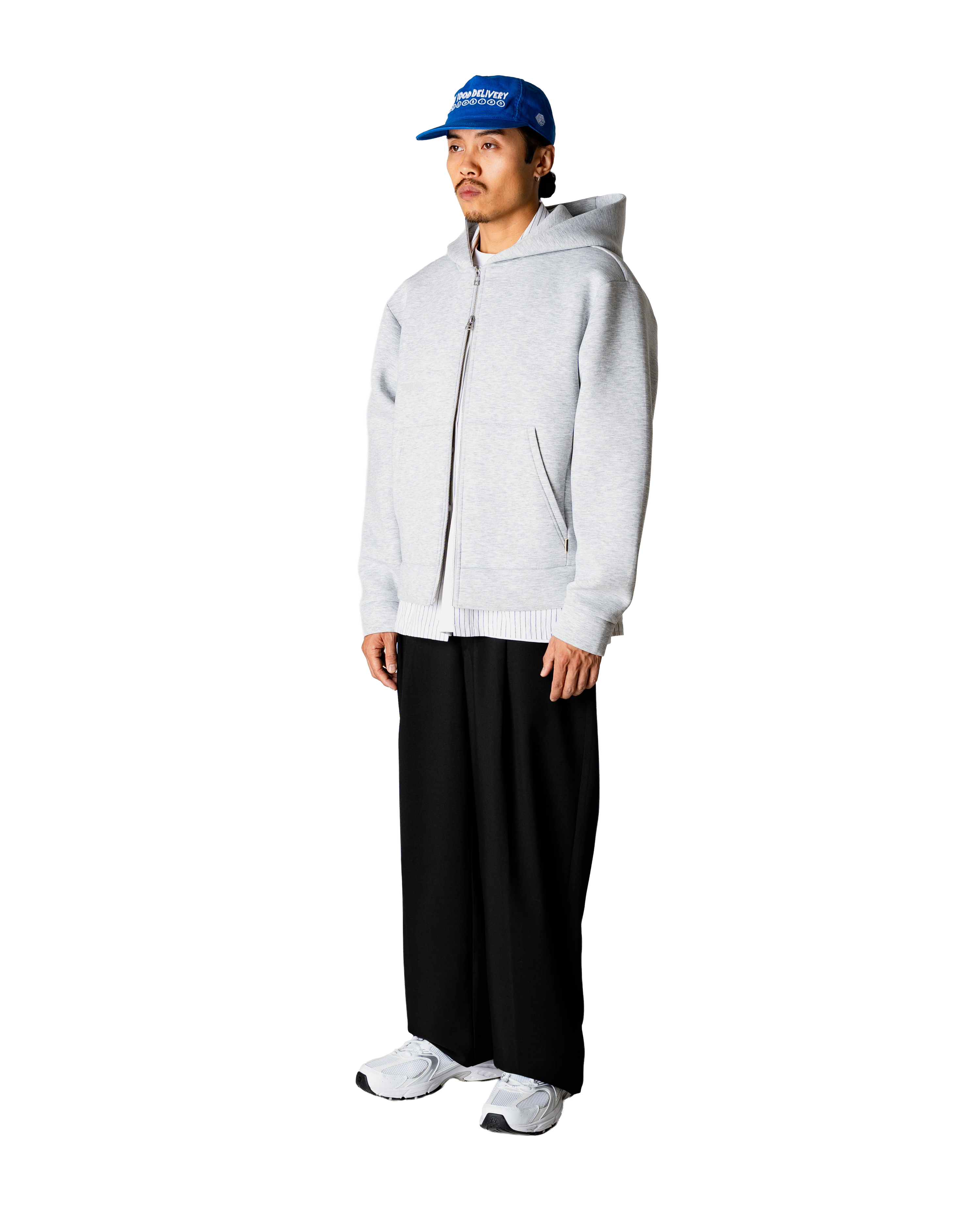 Woodbird WBFuji Scuba Zip Hoodie Sweats Light Grey Melange