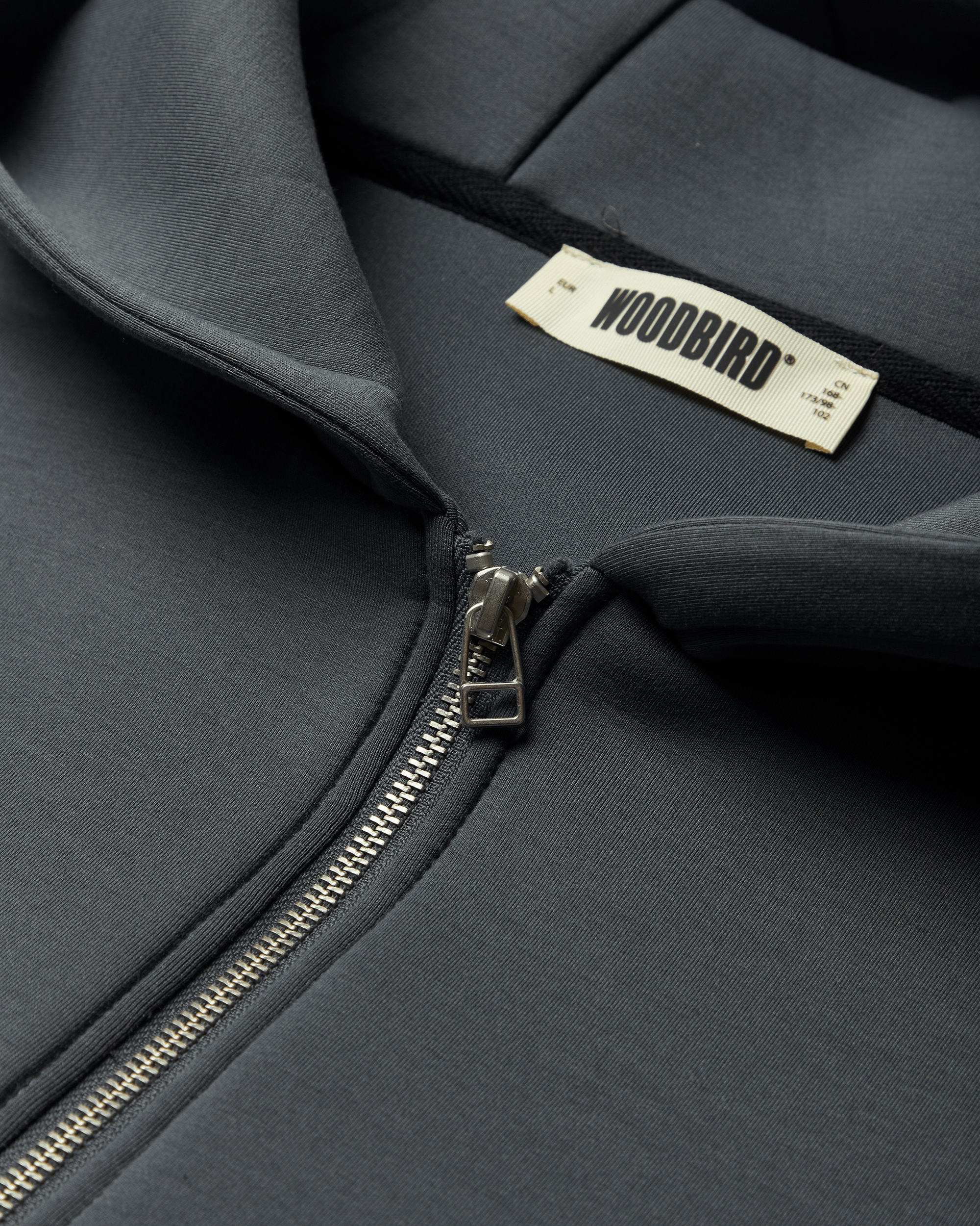 Woodbird WBFuji Scuba Zip Hoodie Sweats Slate Blue