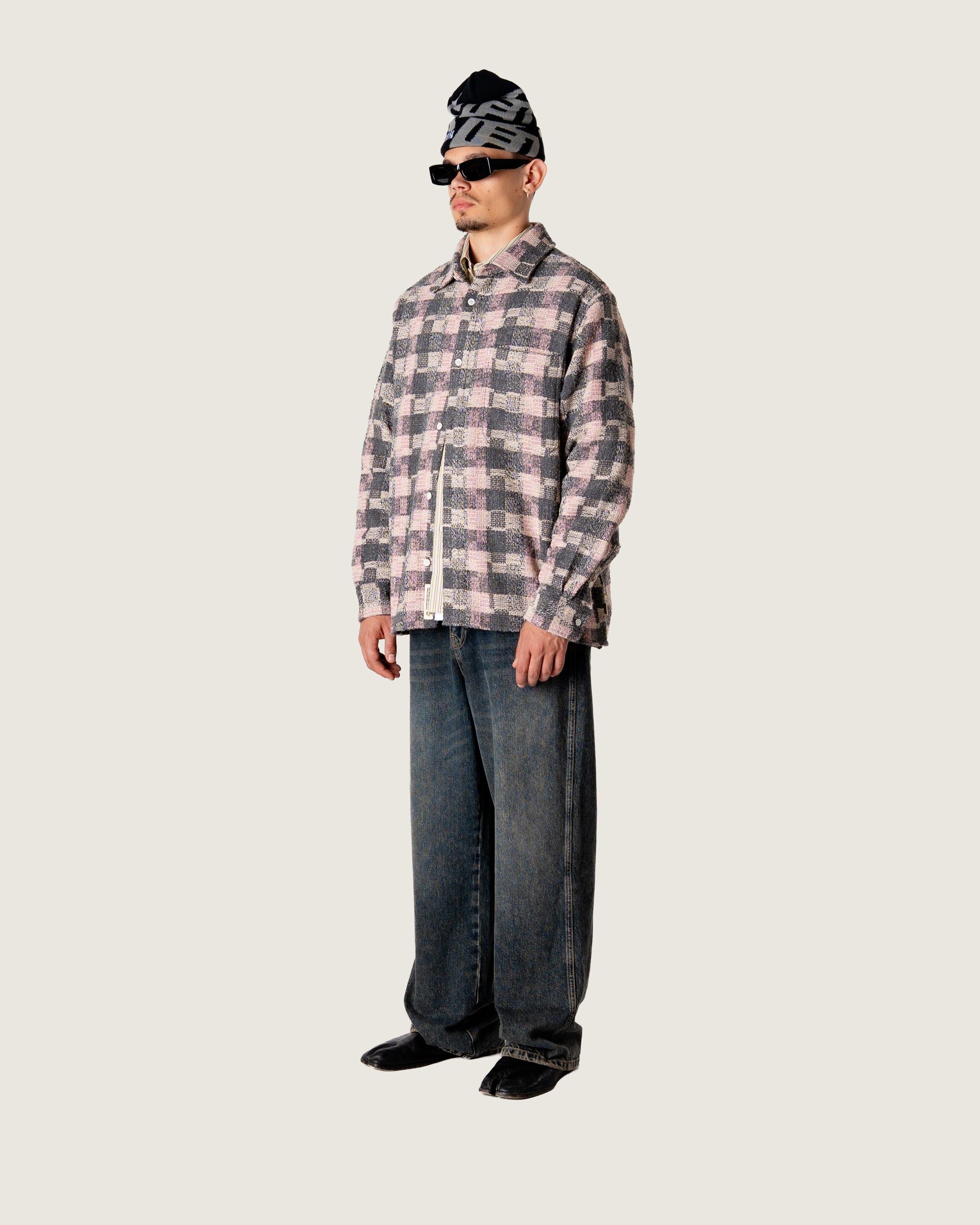 Woodbird WBGlixto Structure Shirt Shirts Grey-Brown