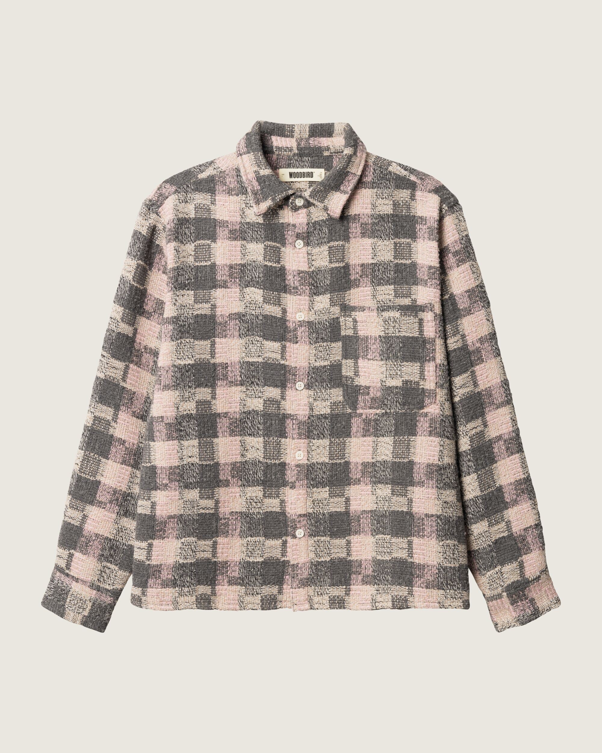 Woodbird WBGlixto Structure Shirt Shirts Grey-Brown