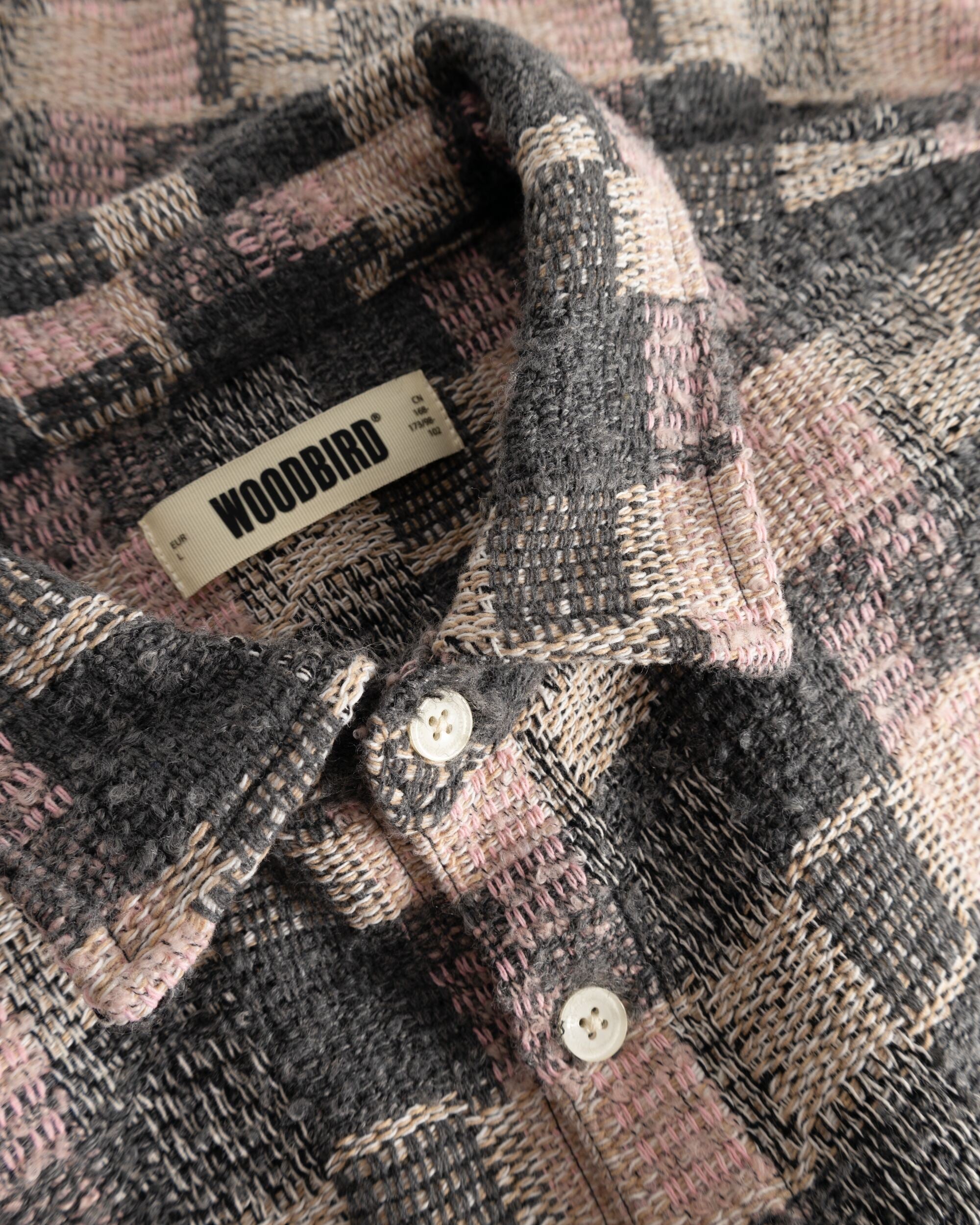 Woodbird WBGlixto Structure Shirt Shirts Grey-Brown