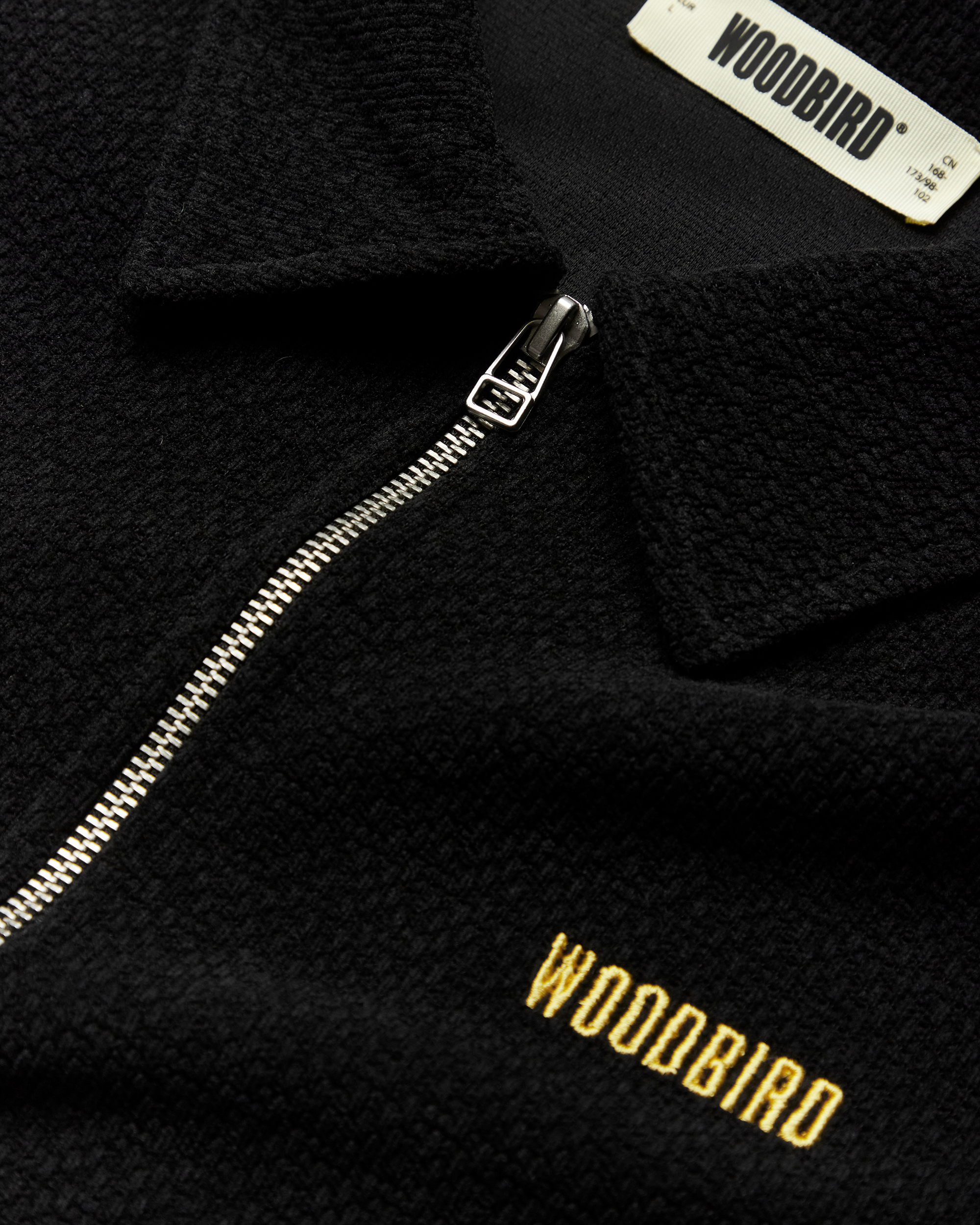 Woodbird WBHiro LS Jiu Zip Polo T-Shirts Black