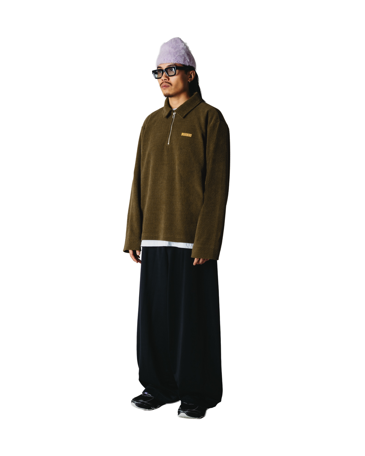 Woodbird WBHiro LS Jiu Zip Polo T-Shirts Dark Olive