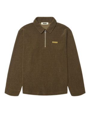 Woodbird WBHiro LS Jiu Zip Polo T-Shirts Dark Olive