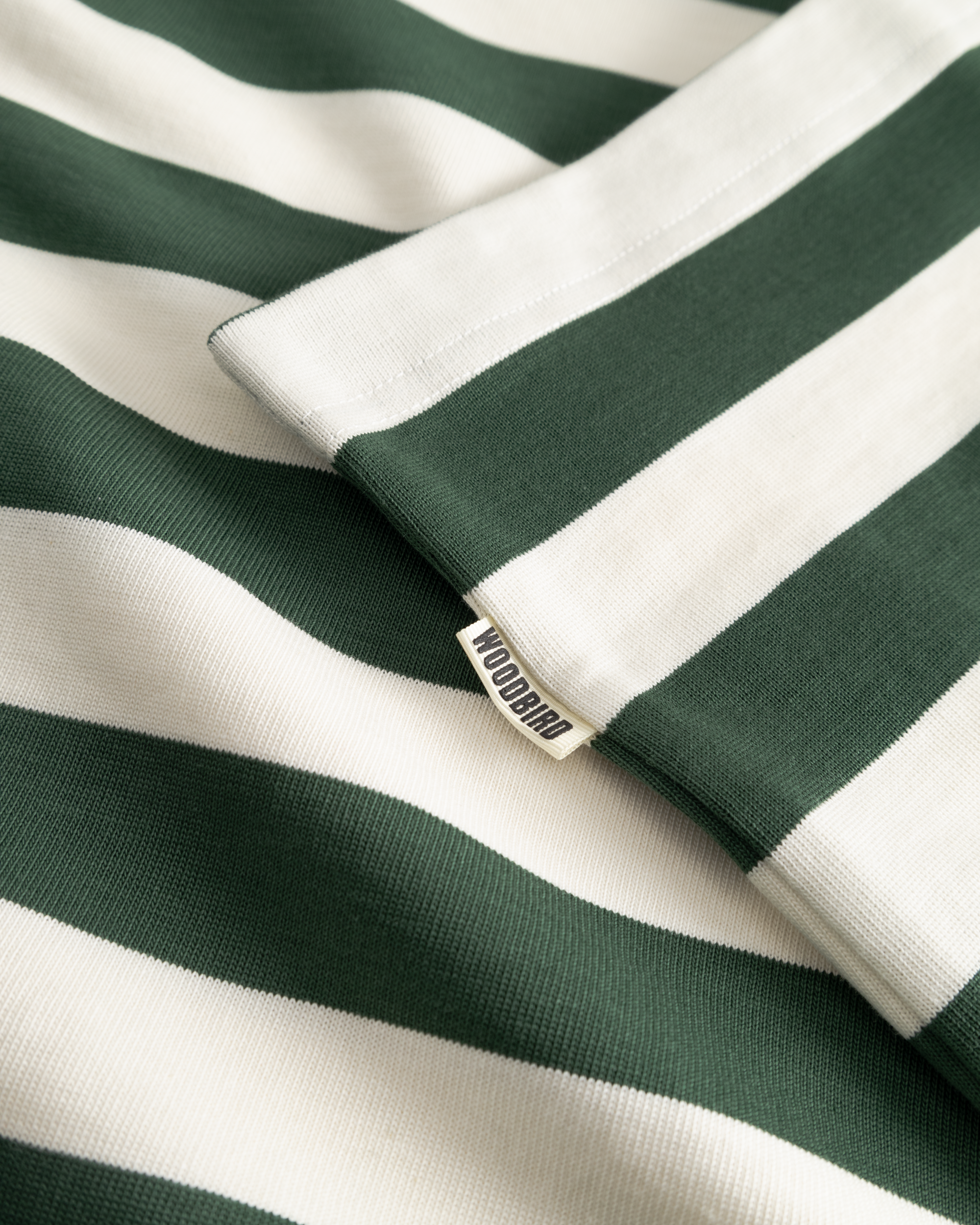 Woodbird WBHiro L/S Stripe Zip Polo T-Shirts Pine Green