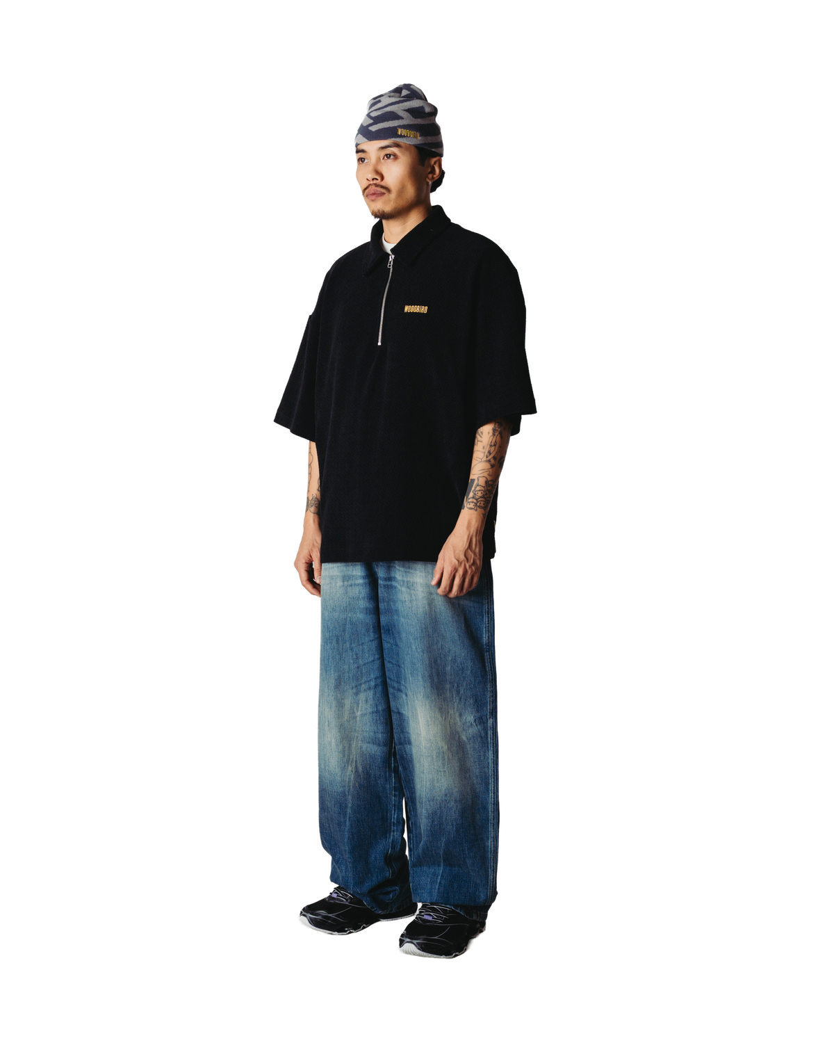 Woodbird WBHiro SS Jiu Zip Polo T-Shirts Black