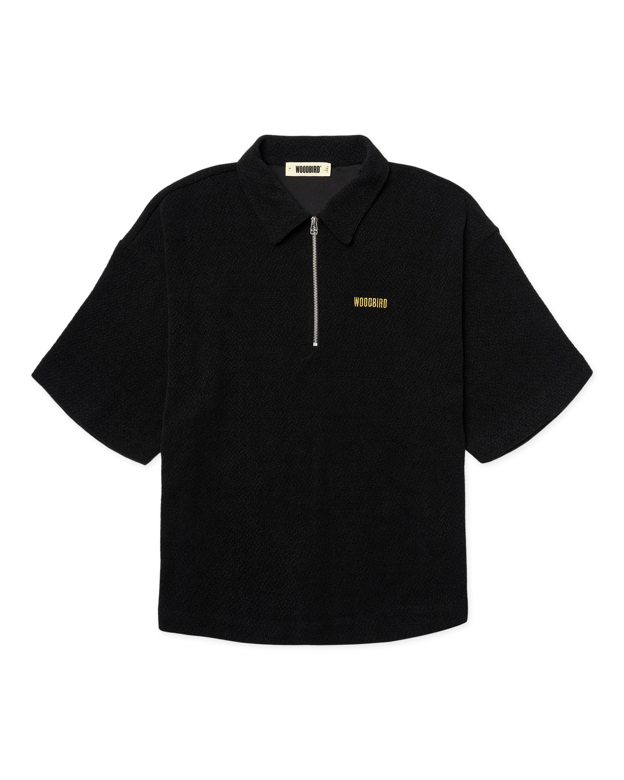 Woodbird WBHiro SS Jiu Zip Polo T-Shirts Black