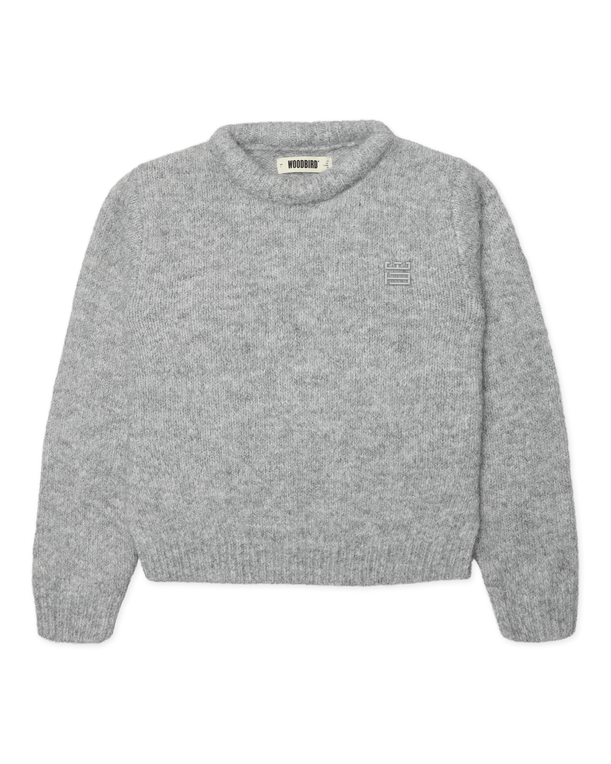 Woodbird Female WBHua Fluffy Crew Knits Grey Melange