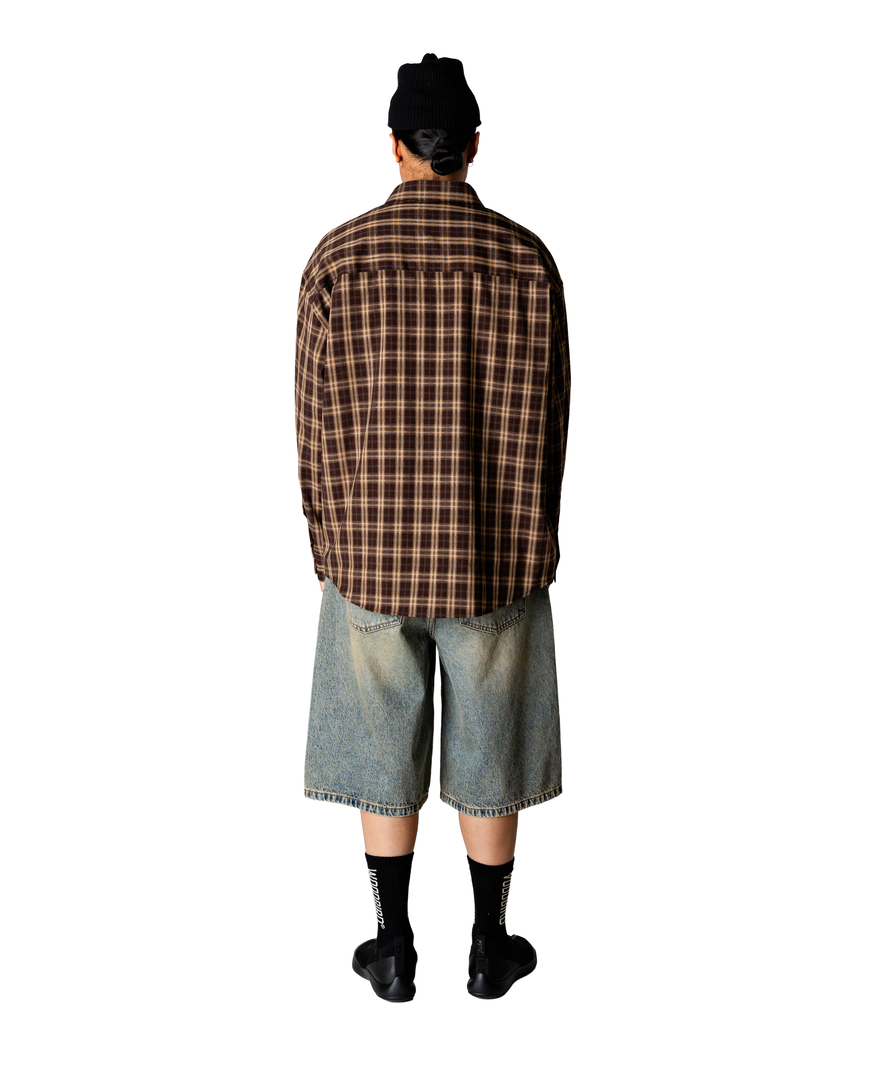 Woodbird WBJong Dobby Check Shirt Shirts Dark Brown