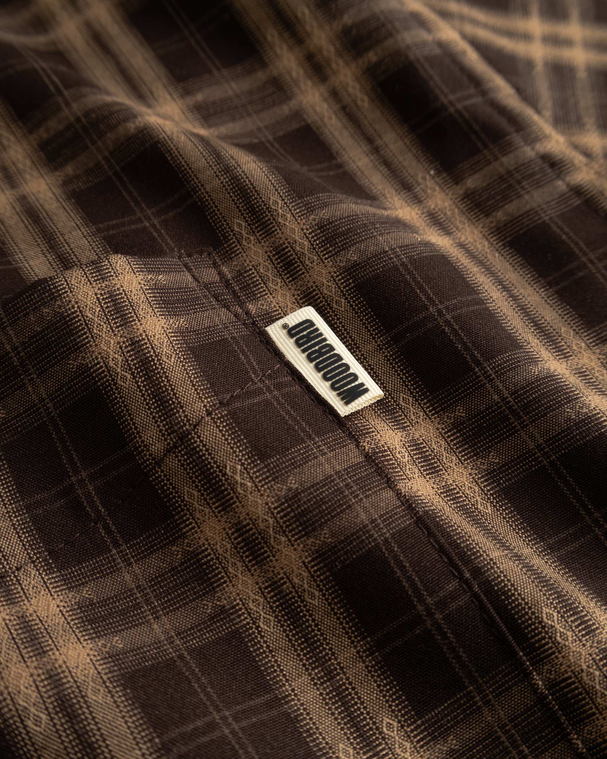 Woodbird WBJong Dobby Check Shirt Shirts Dark Brown