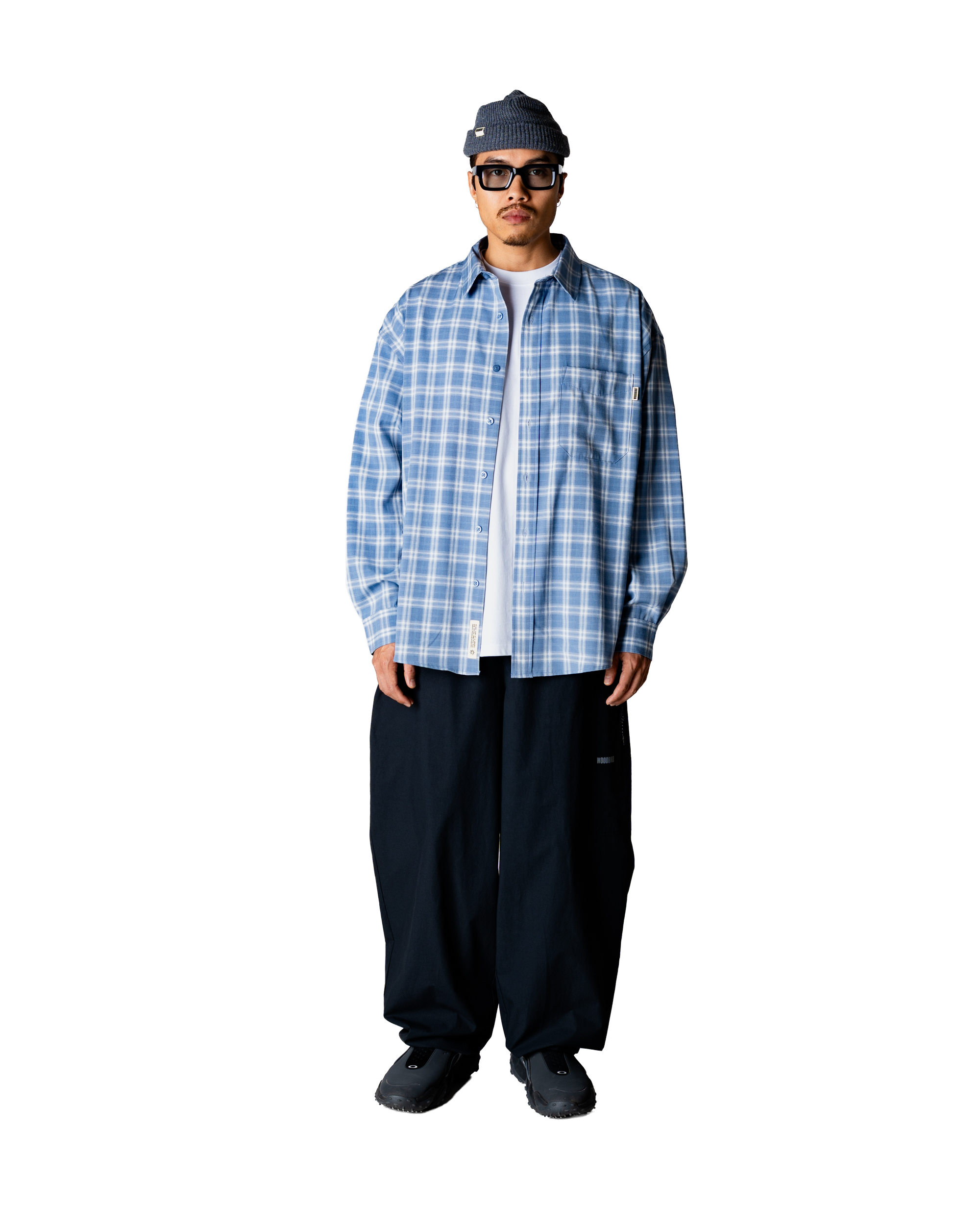 Woodbird WBJong Dobby Check Shirt Shirts Light Blue