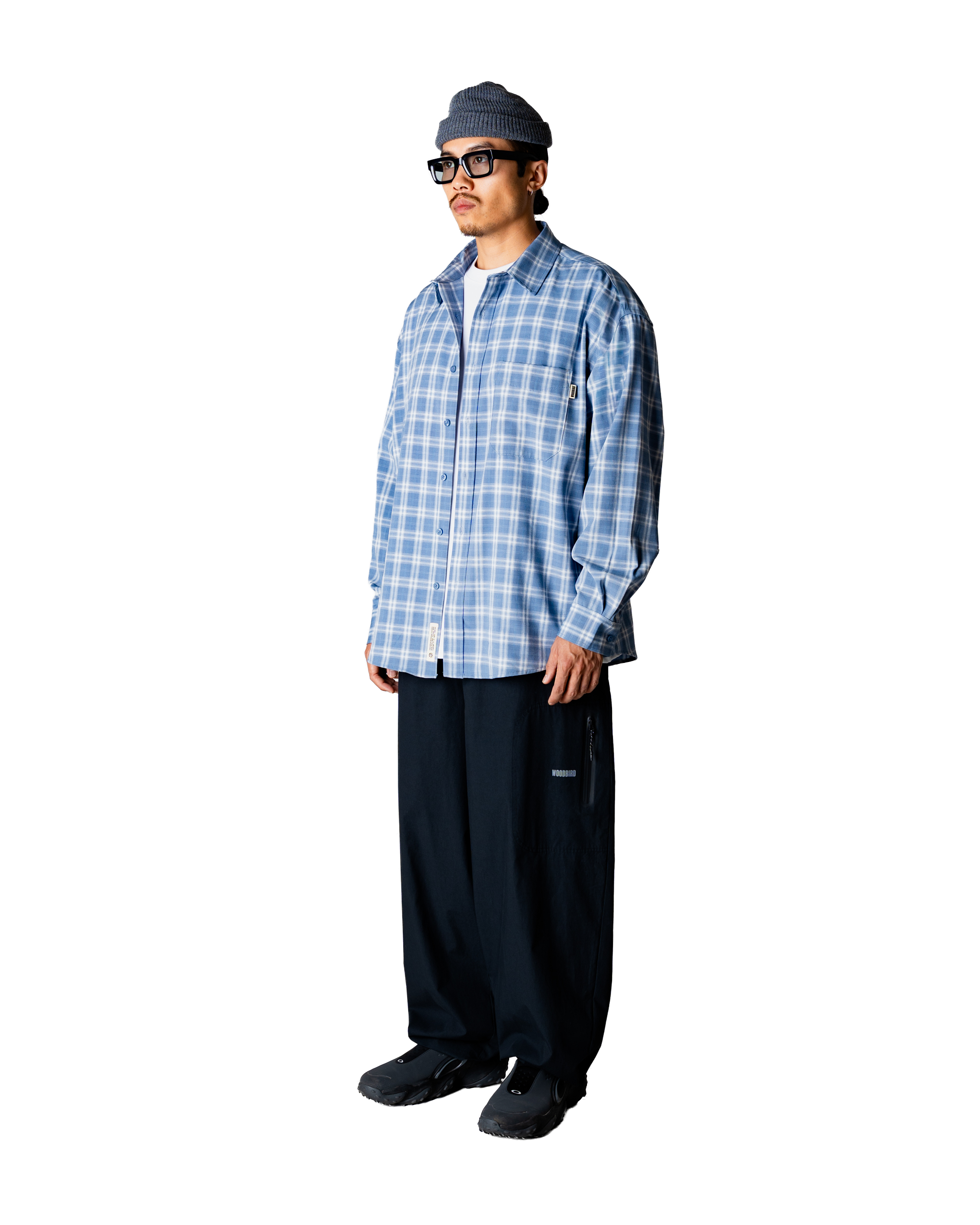 Woodbird WBJong Dobby Check Shirt Shirts Light Blue