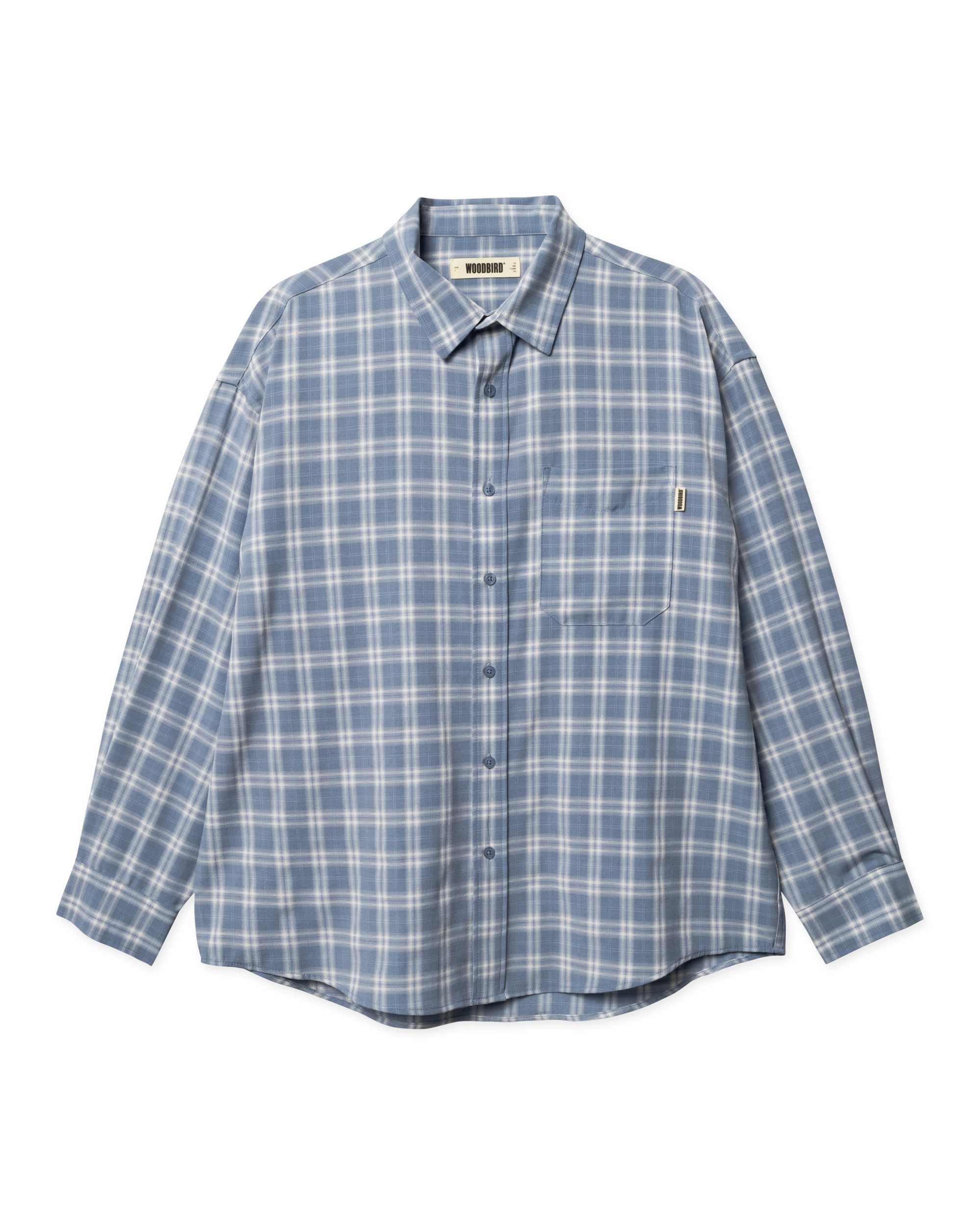 Woodbird WBJong Dobby Check Shirt Shirts Light Blue