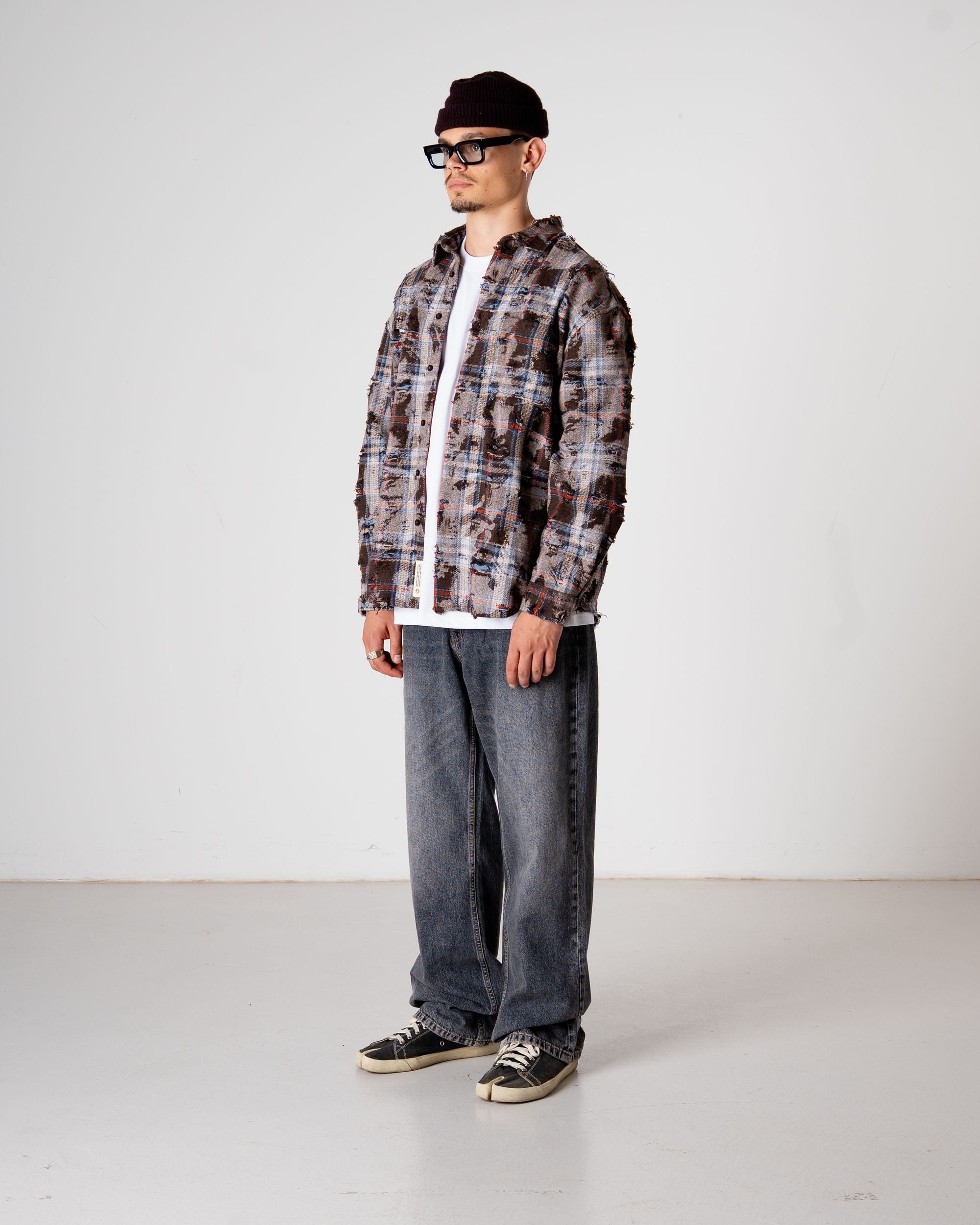 Woodbird WBJong Ripped Shirt Shirts Brown Check