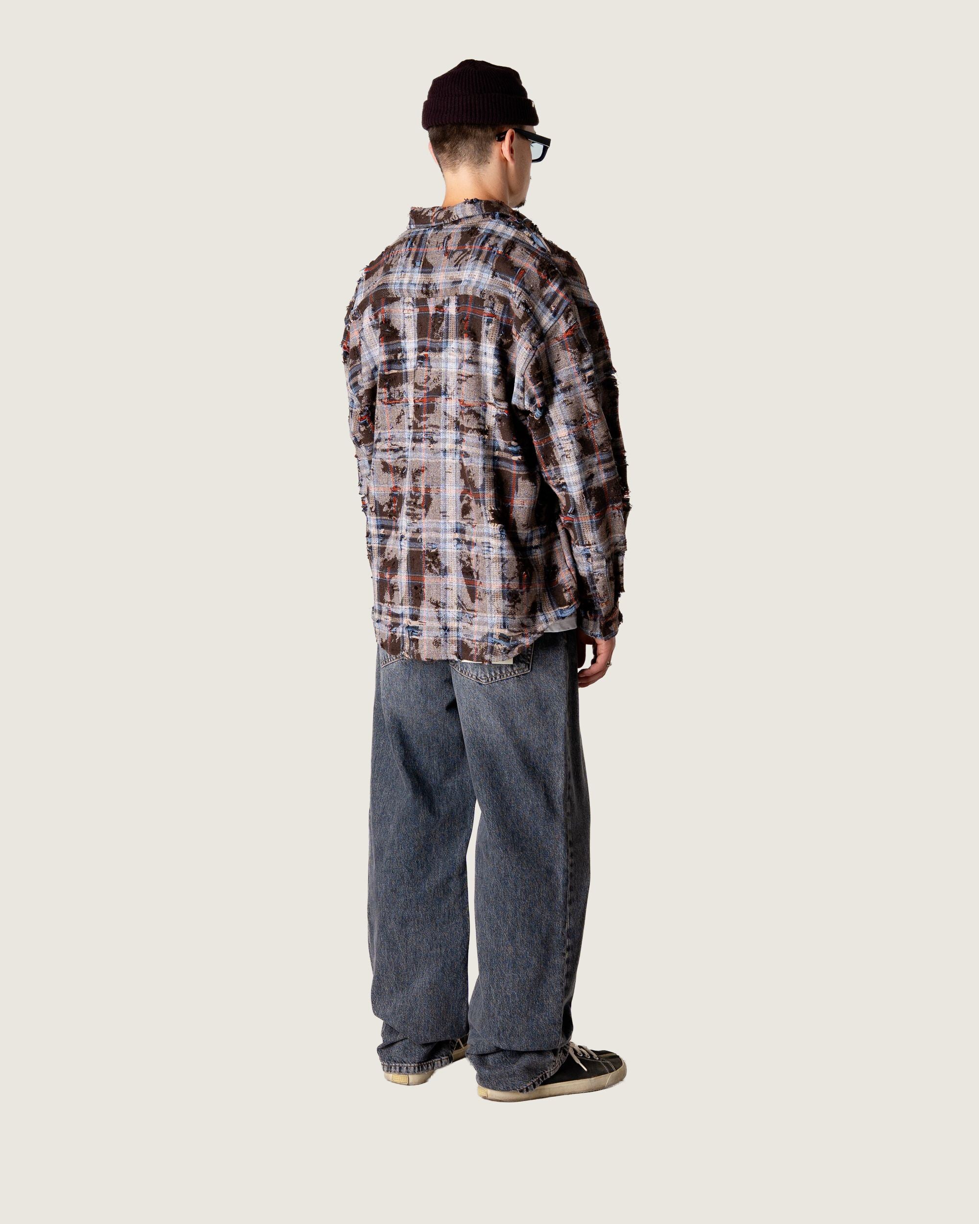 Woodbird WBJong Ripped Shirt Shirts Brown Check