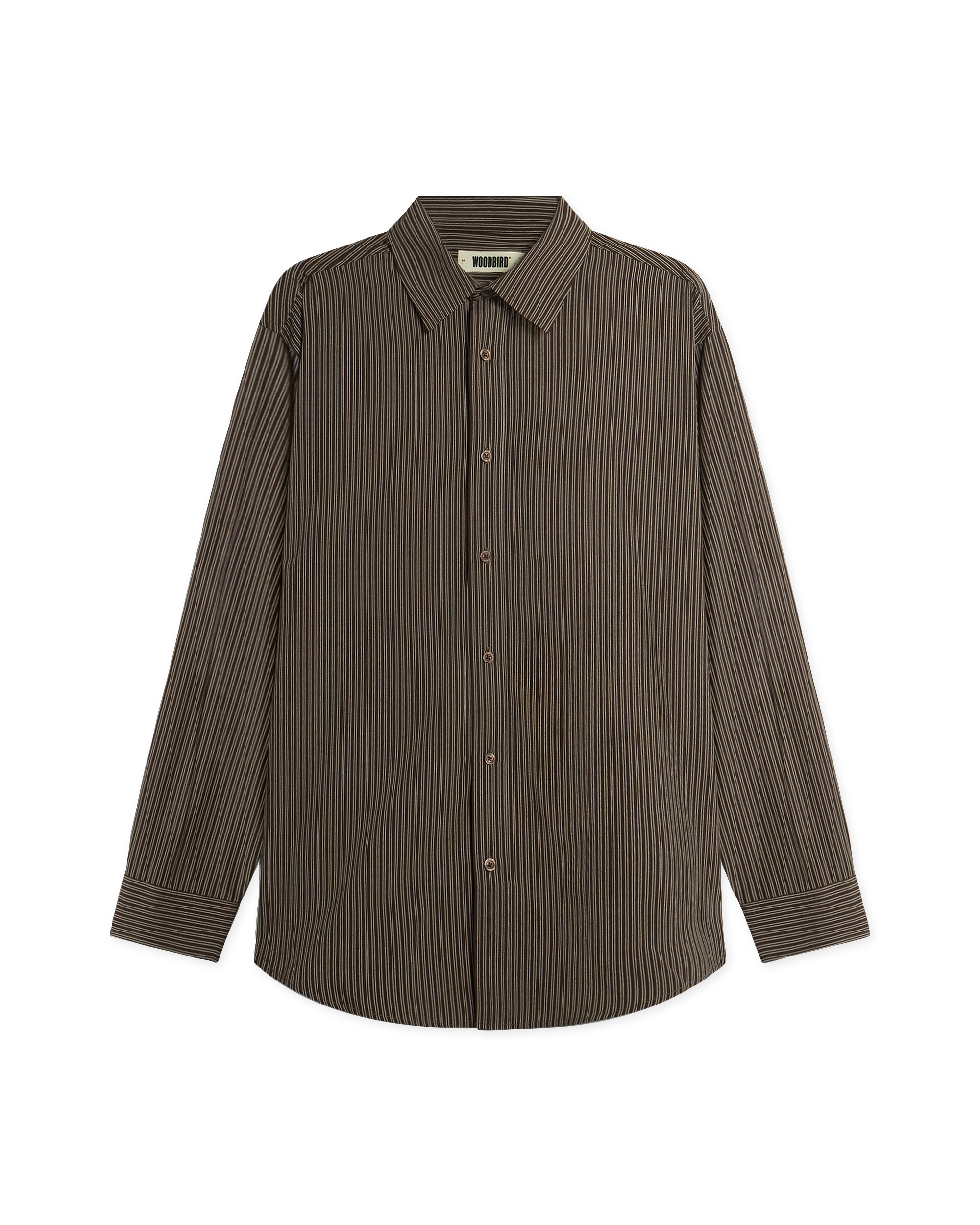 Woodbird WBJong Stripe shirt Shirts Brown