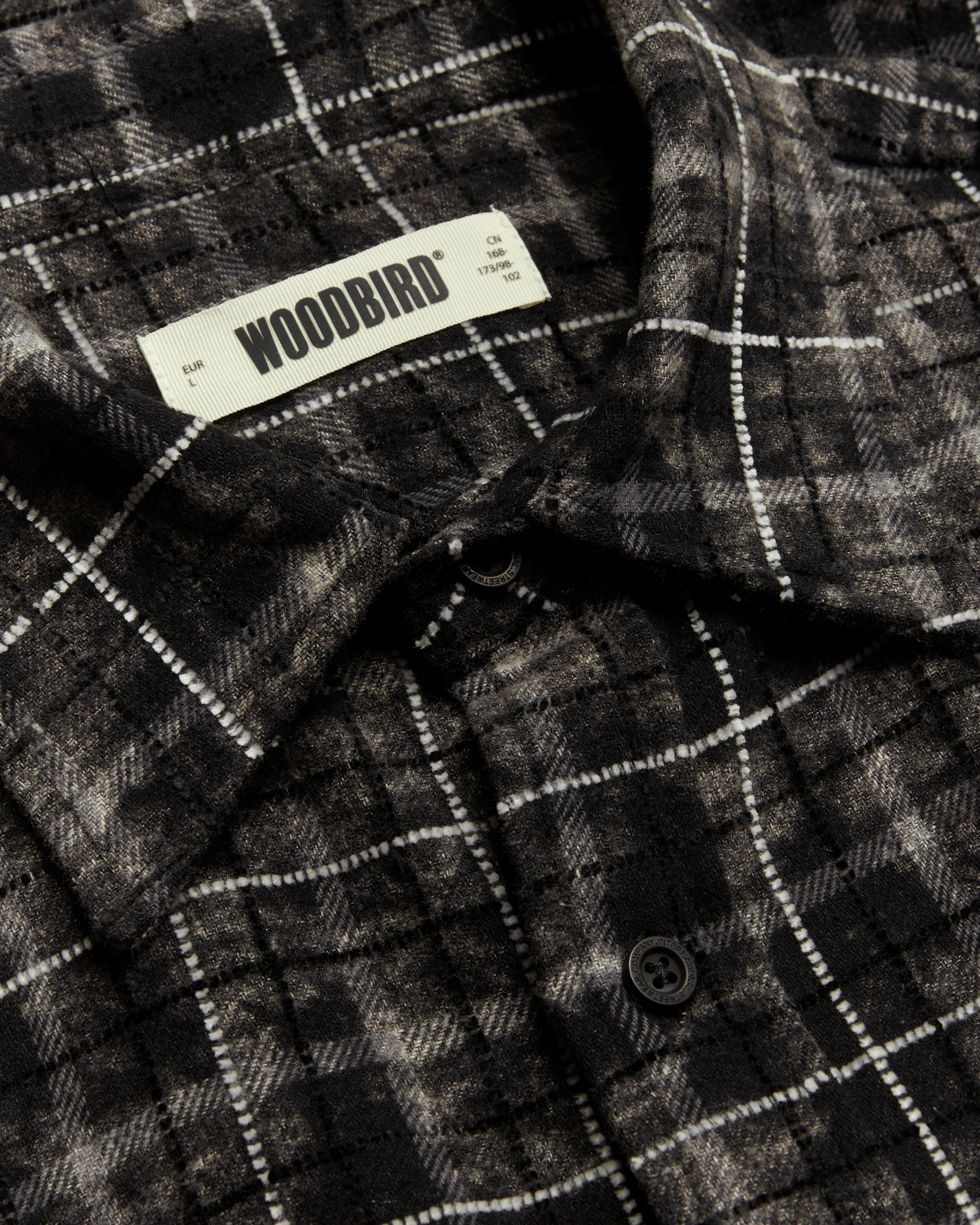 Woodbird WBJong Wash Check Shirt Shirts Black-White