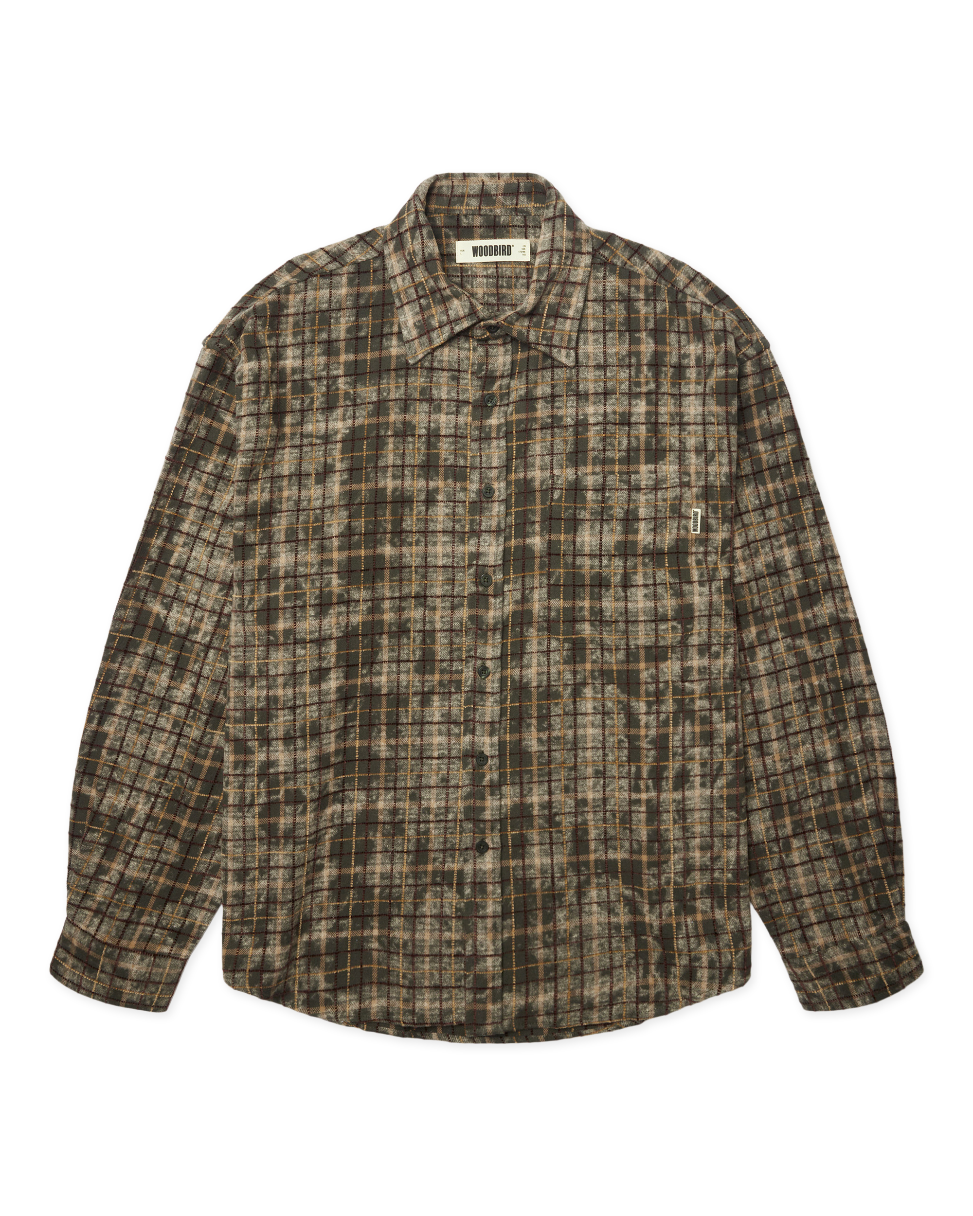 Woodbird WBJong Wash Check Shirt Shirts Honey-Dark Olive