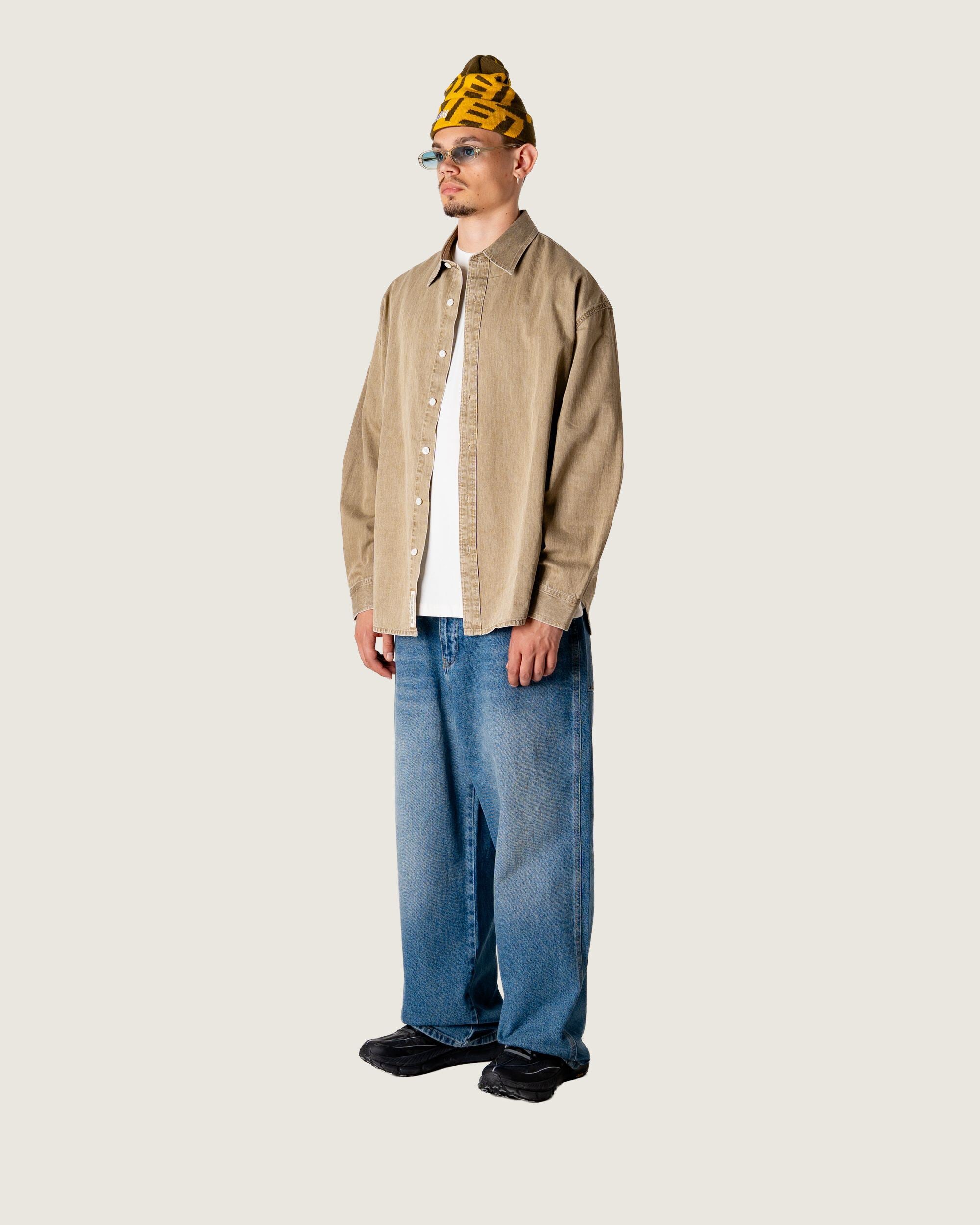 Woodbird WBJong Washed Shirt Shirts Stone
