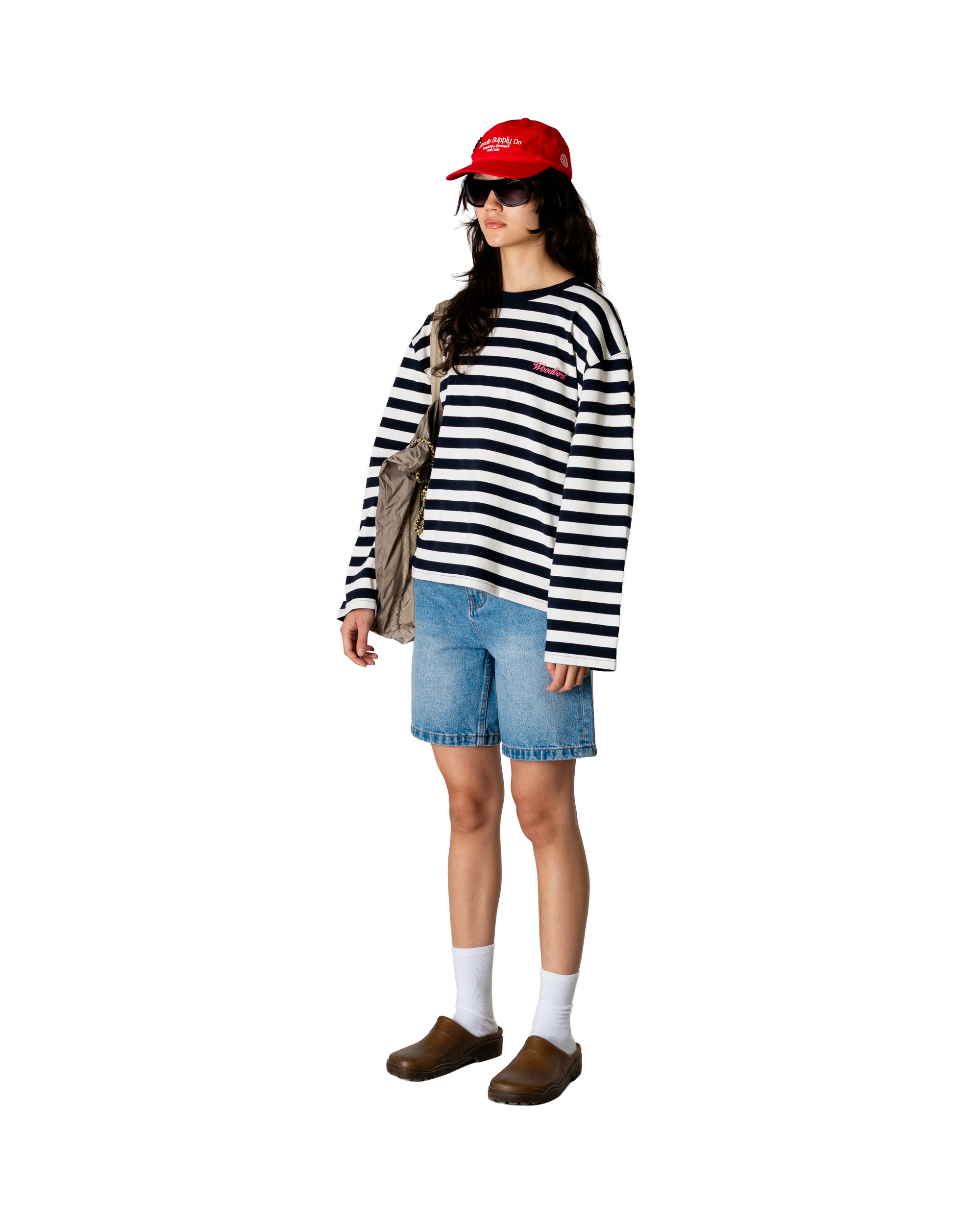 Woodbird Female WBJoul Wide Sleeve Stripe Tee T-Shirts Navy-White