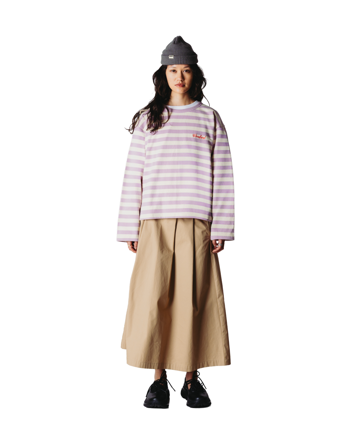 Woodbird Female WBJoul Wide Sleeve Stripe Tee T-Shirts White-Pink