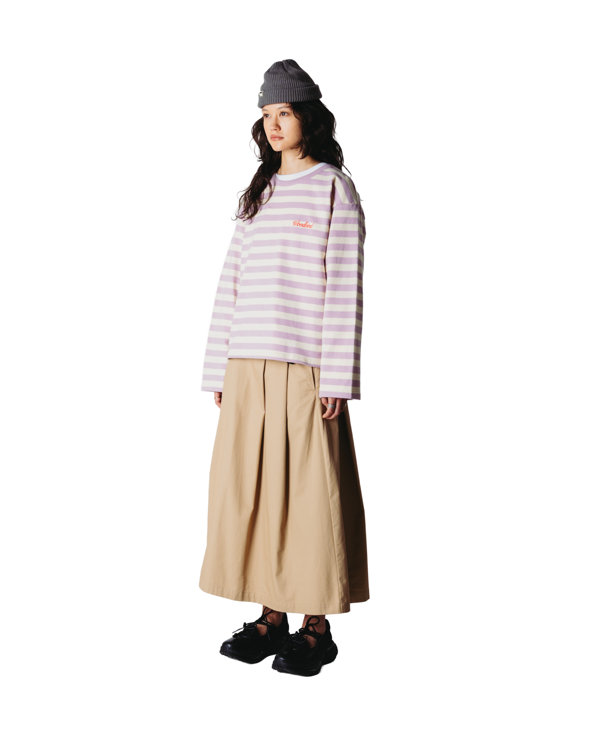 Woodbird Female WBJoul Wide Sleeve Stripe Tee T-Shirts White-Pink