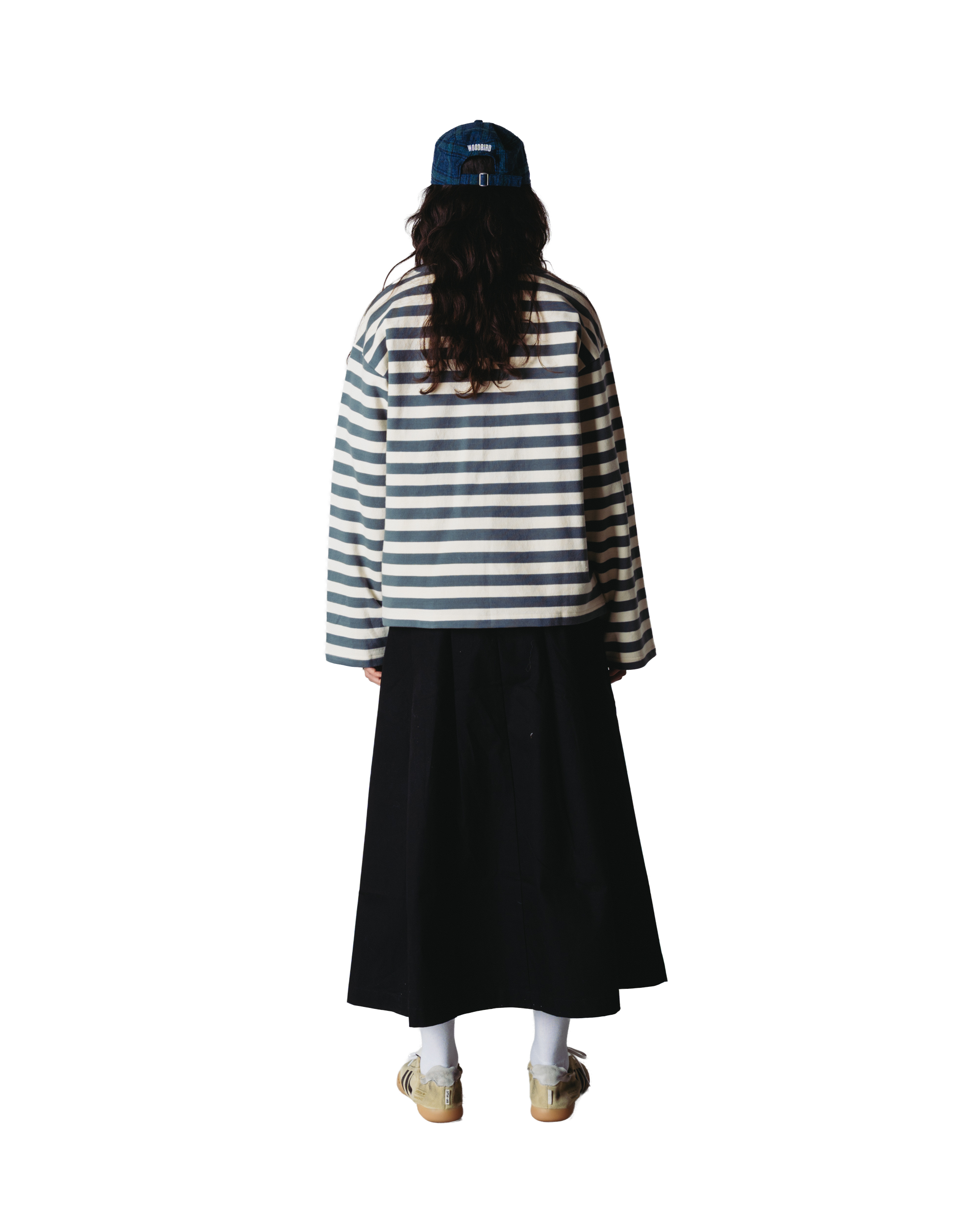 Woodbird Female WBJoul Wide Sleeve Stripe Tee T-Shirts White-Slate Blue