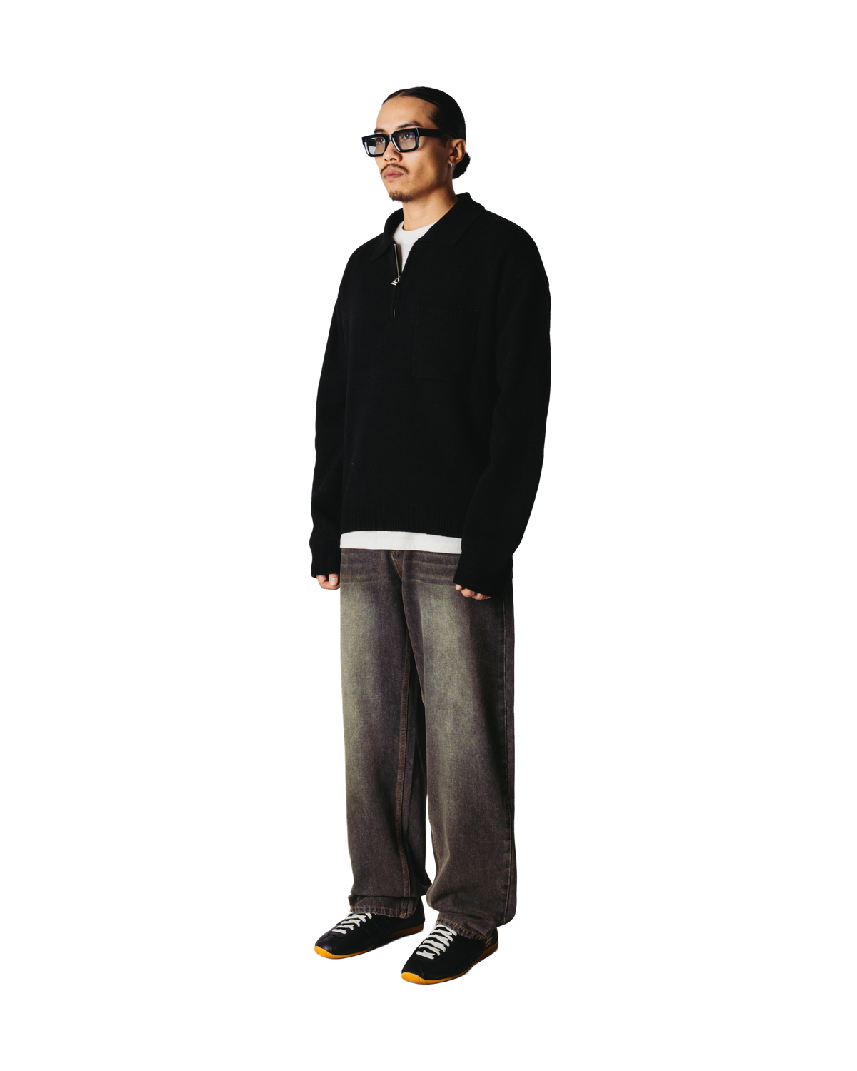 Woodbird WBKang 1/2 Zip Polo Knits Black