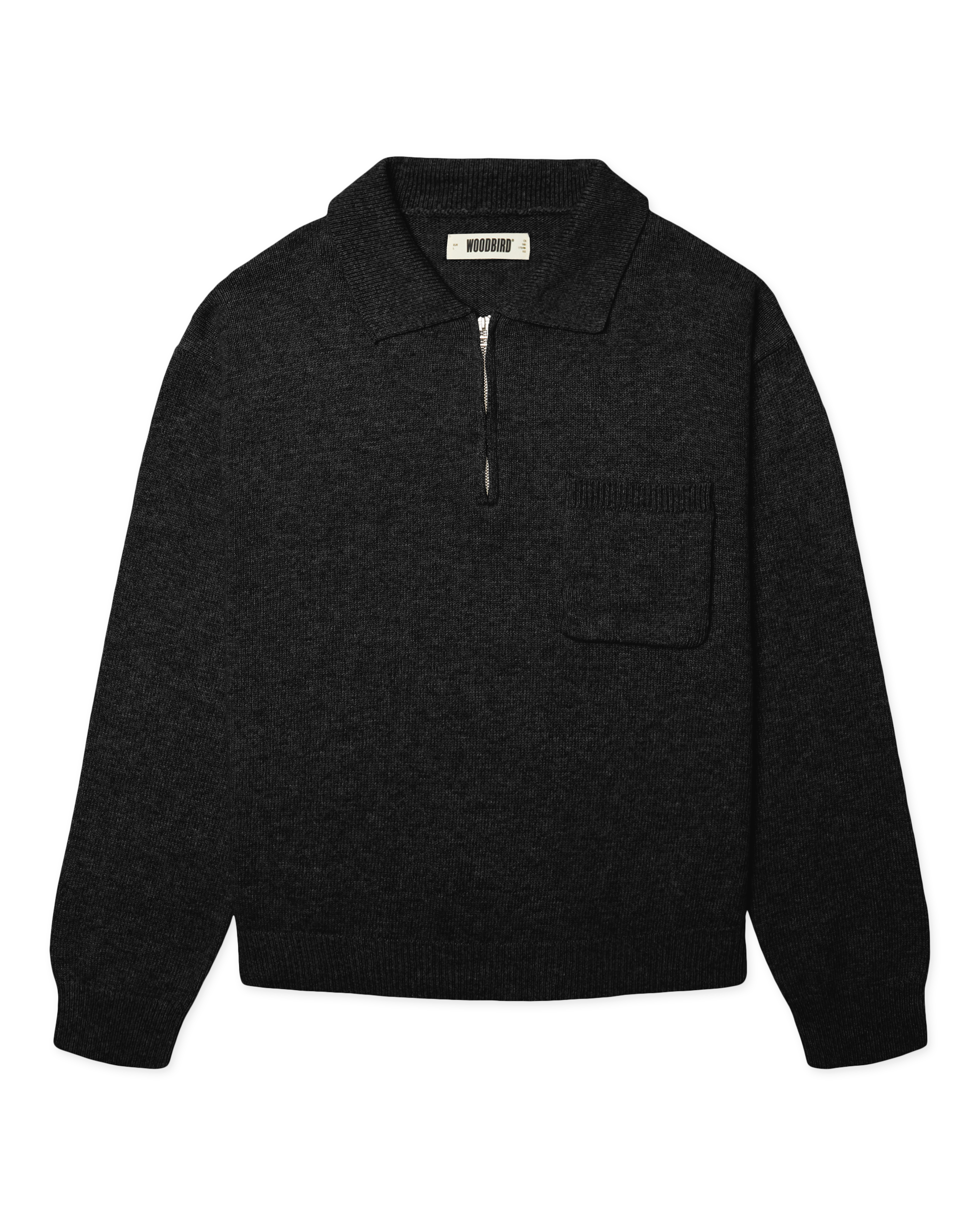 Woodbird WBKang 1/2 Zip Polo Knits Black